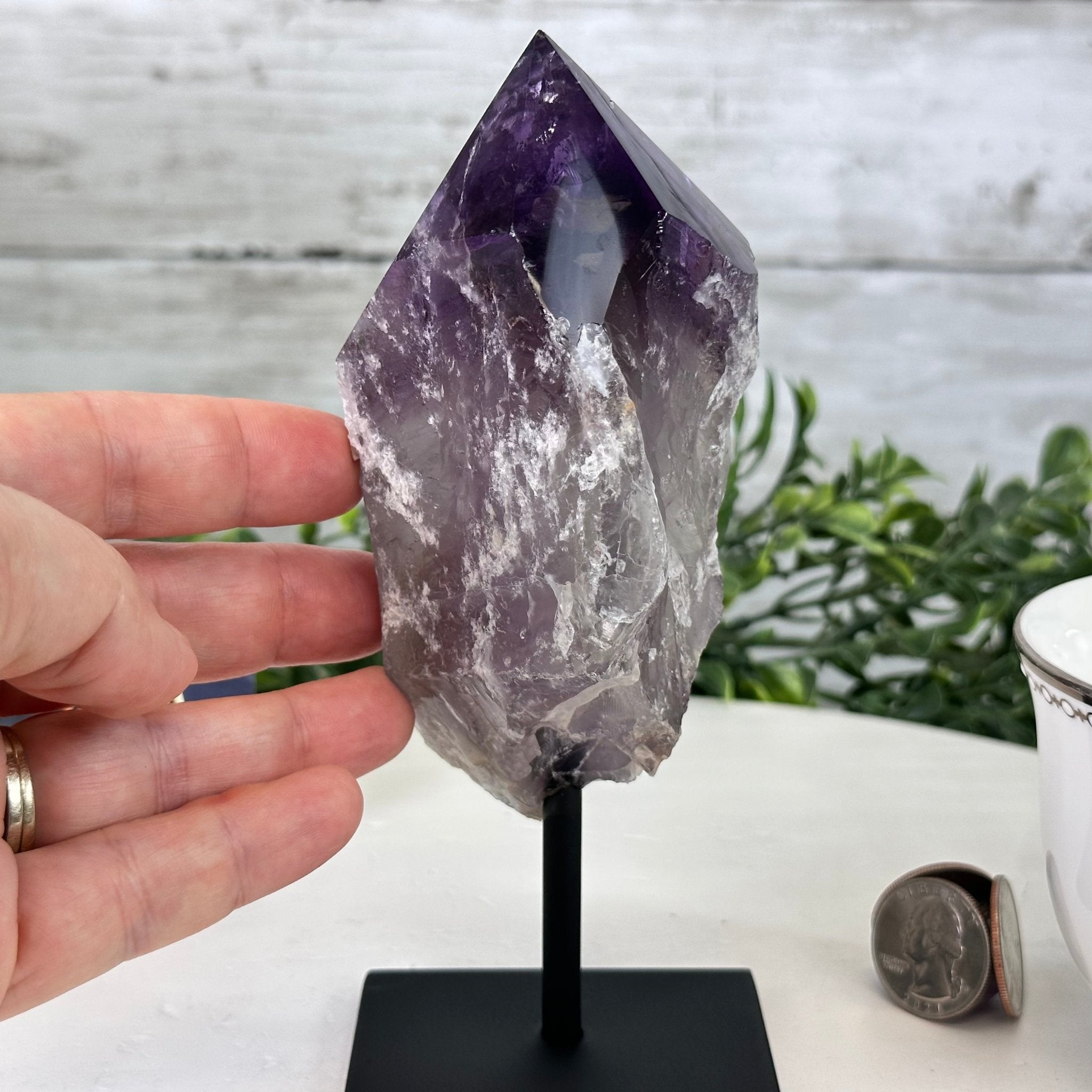 Amethyst Crystal Point on a Metal Stand, 6.4" Tall Model #3122AM-004 by Brazil Gems - Brazil GemsBrazil GemsAmethyst Crystal Point on a Metal Stand, 6.4" Tall Model #3122AM-004 by Brazil GemsCrystal Points3122AM-004