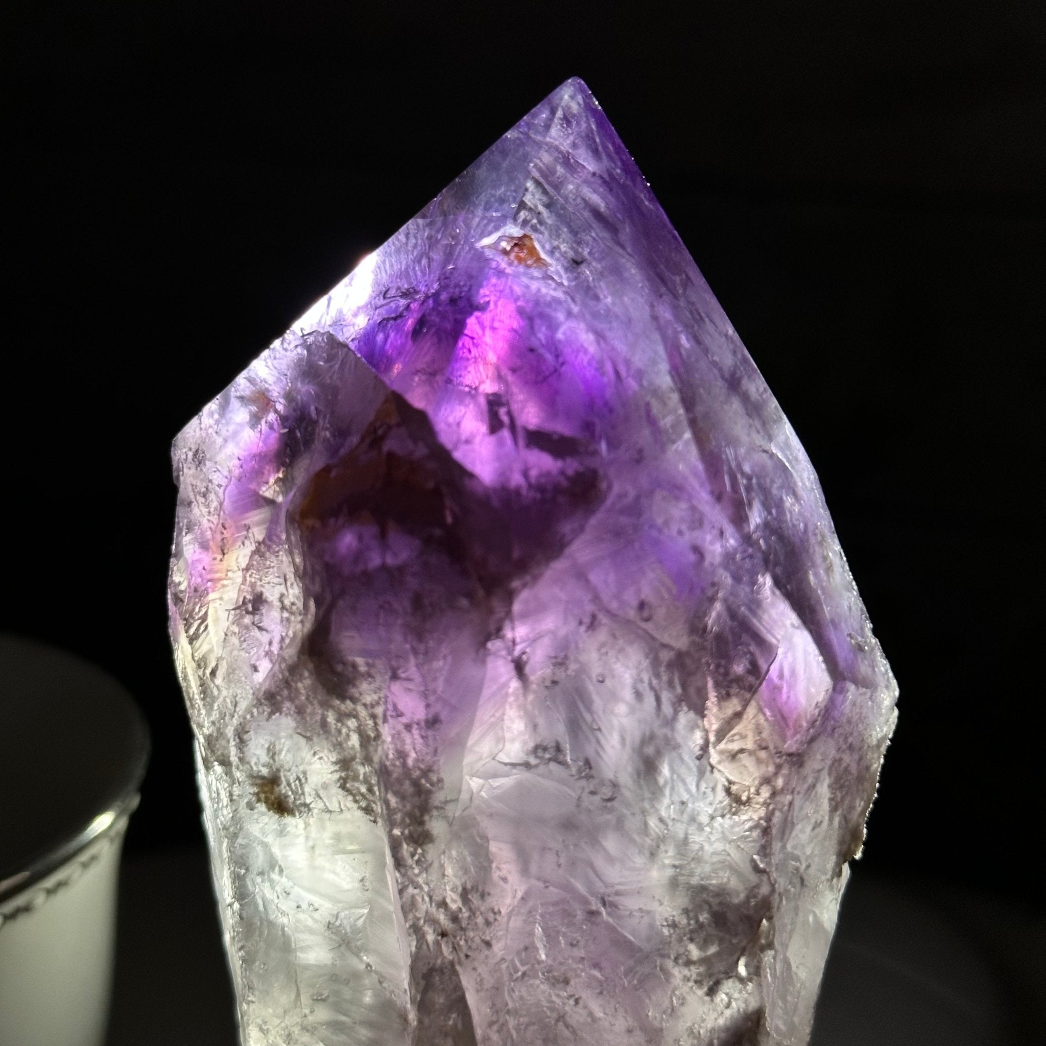 Amethyst Crystal Point on a Metal Stand, 6.4" Tall Model #3122AM-004 by Brazil Gems - Brazil GemsBrazil GemsAmethyst Crystal Point on a Metal Stand, 6.4" Tall Model #3122AM-004 by Brazil GemsCrystal Points3122AM-004
