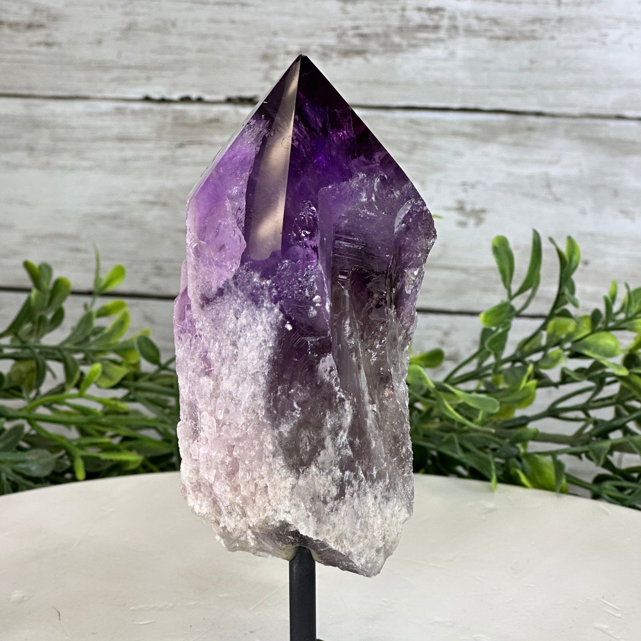 Amethyst Crystal Point on a Metal Stand, 6.5" Tall Model #3122AM-002 by Brazil Gems - Brazil GemsBrazil GemsAmethyst Crystal Point on a Metal Stand, 6.5" Tall Model #3122AM-002 by Brazil GemsCrystal Points3122AM-002