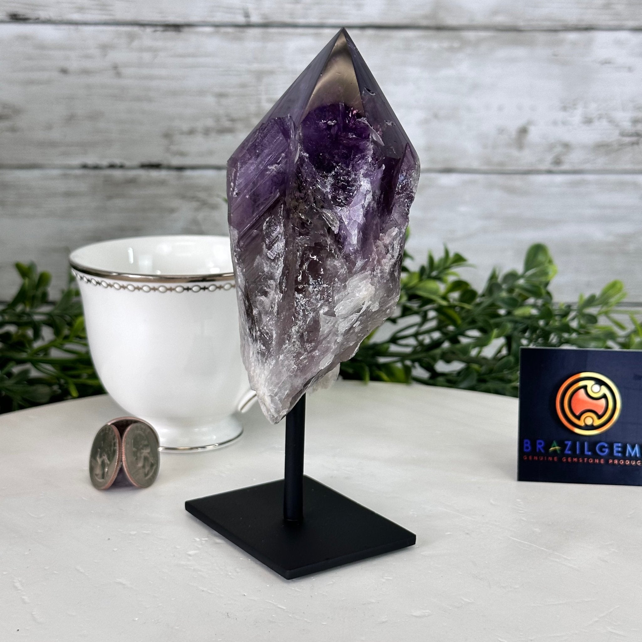 Amethyst Crystal Point on a Metal Stand, 6.5" Tall Model #3122AM-002 by Brazil Gems - Brazil GemsBrazil GemsAmethyst Crystal Point on a Metal Stand, 6.5" Tall Model #3122AM-002 by Brazil GemsCrystal Points3122AM-002