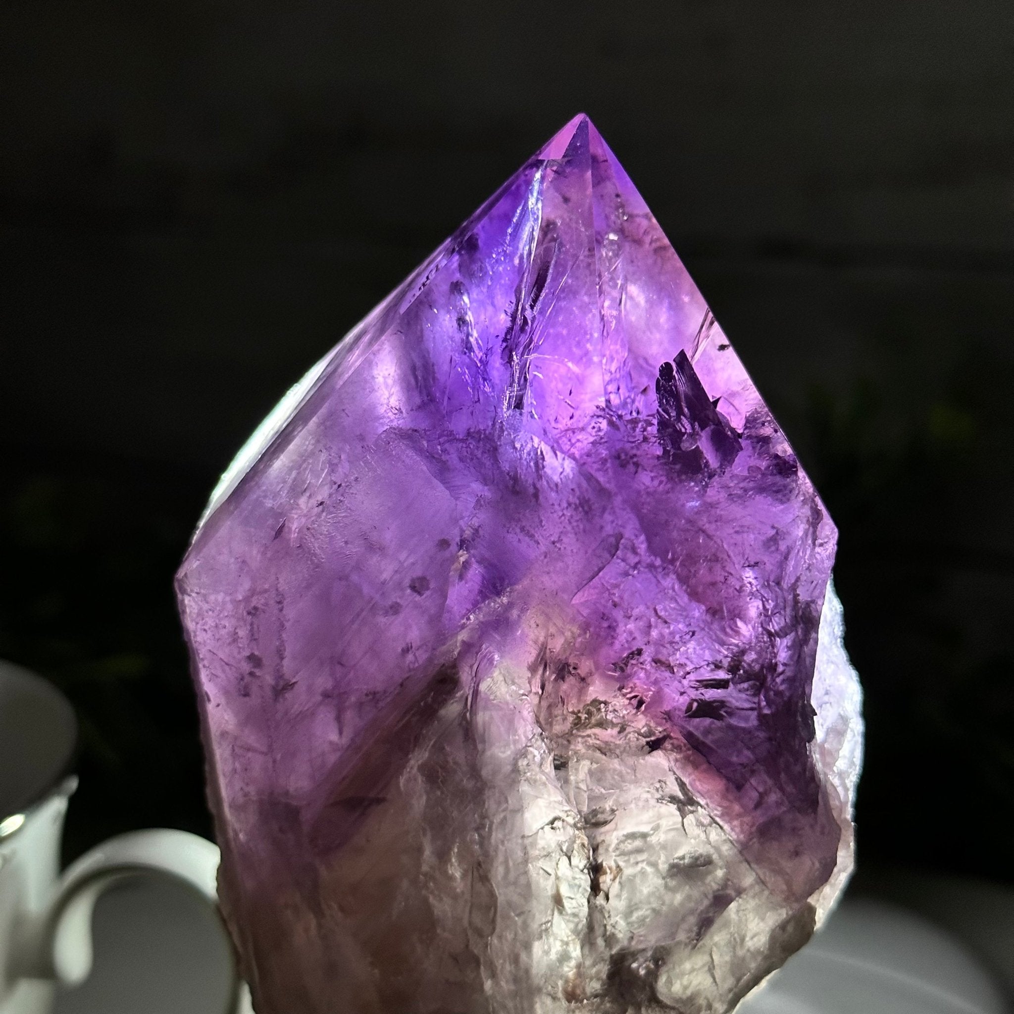 Amethyst Crystal Point on a Metal Stand, 6.5" Tall Model #3122AM-002 by Brazil Gems - Brazil GemsBrazil GemsAmethyst Crystal Point on a Metal Stand, 6.5" Tall Model #3122AM-002 by Brazil GemsCrystal Points3122AM-002