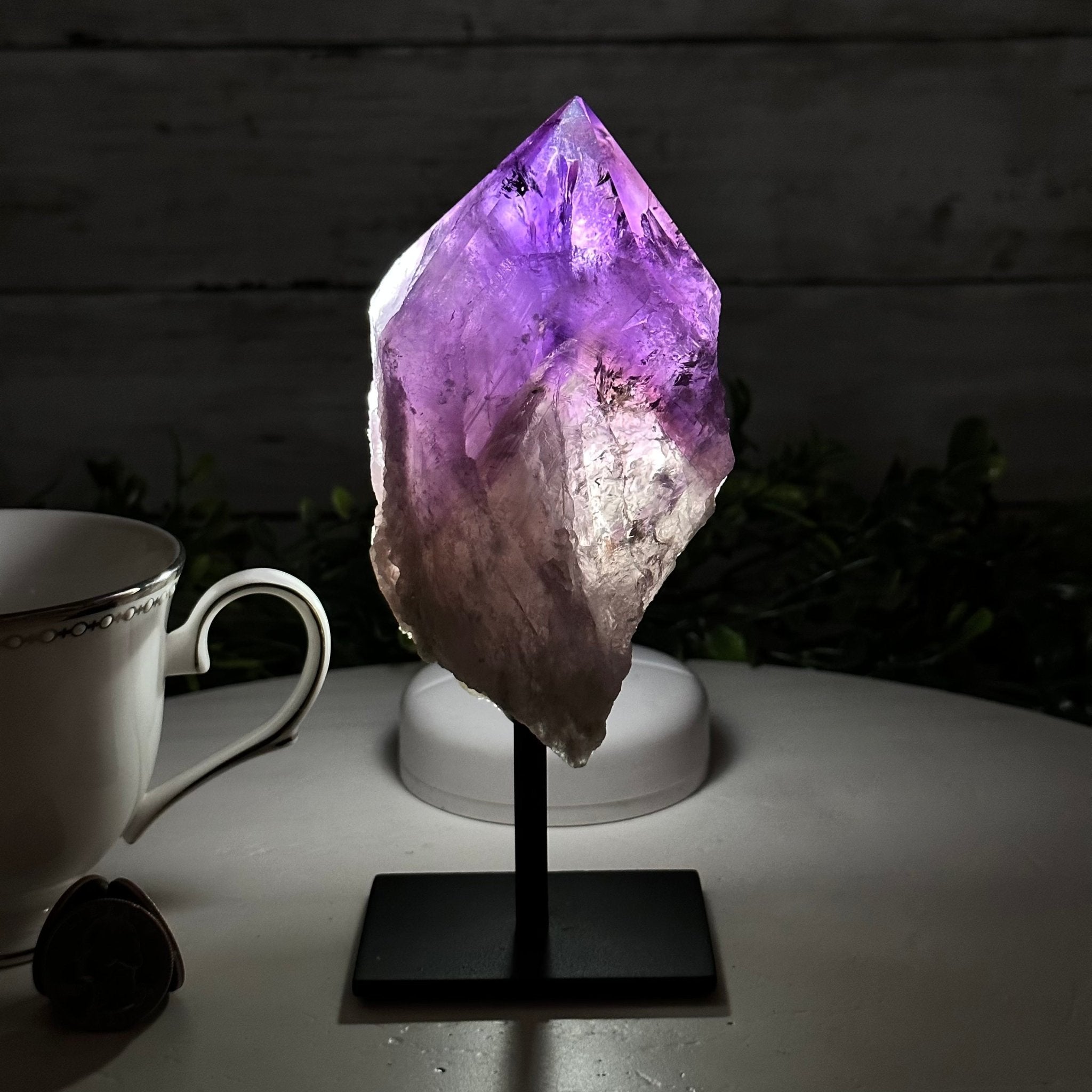 Amethyst Crystal Point on a Metal Stand, 6.5" Tall Model #3122AM-002 by Brazil Gems - Brazil GemsBrazil GemsAmethyst Crystal Point on a Metal Stand, 6.5" Tall Model #3122AM-002 by Brazil GemsCrystal Points3122AM-002