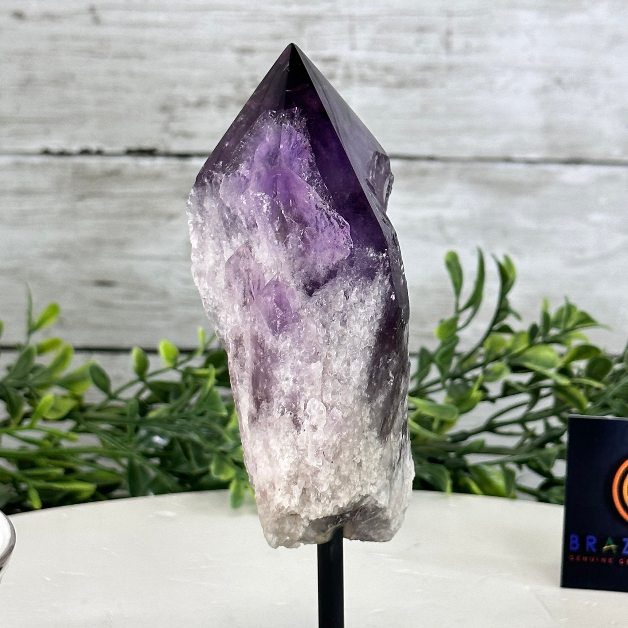Amethyst Crystal Point on a Metal Stand, 6.5" Tall Model #3122AM-002 by Brazil Gems - Brazil GemsBrazil GemsAmethyst Crystal Point on a Metal Stand, 6.5" Tall Model #3122AM-002 by Brazil GemsCrystal Points3122AM-002