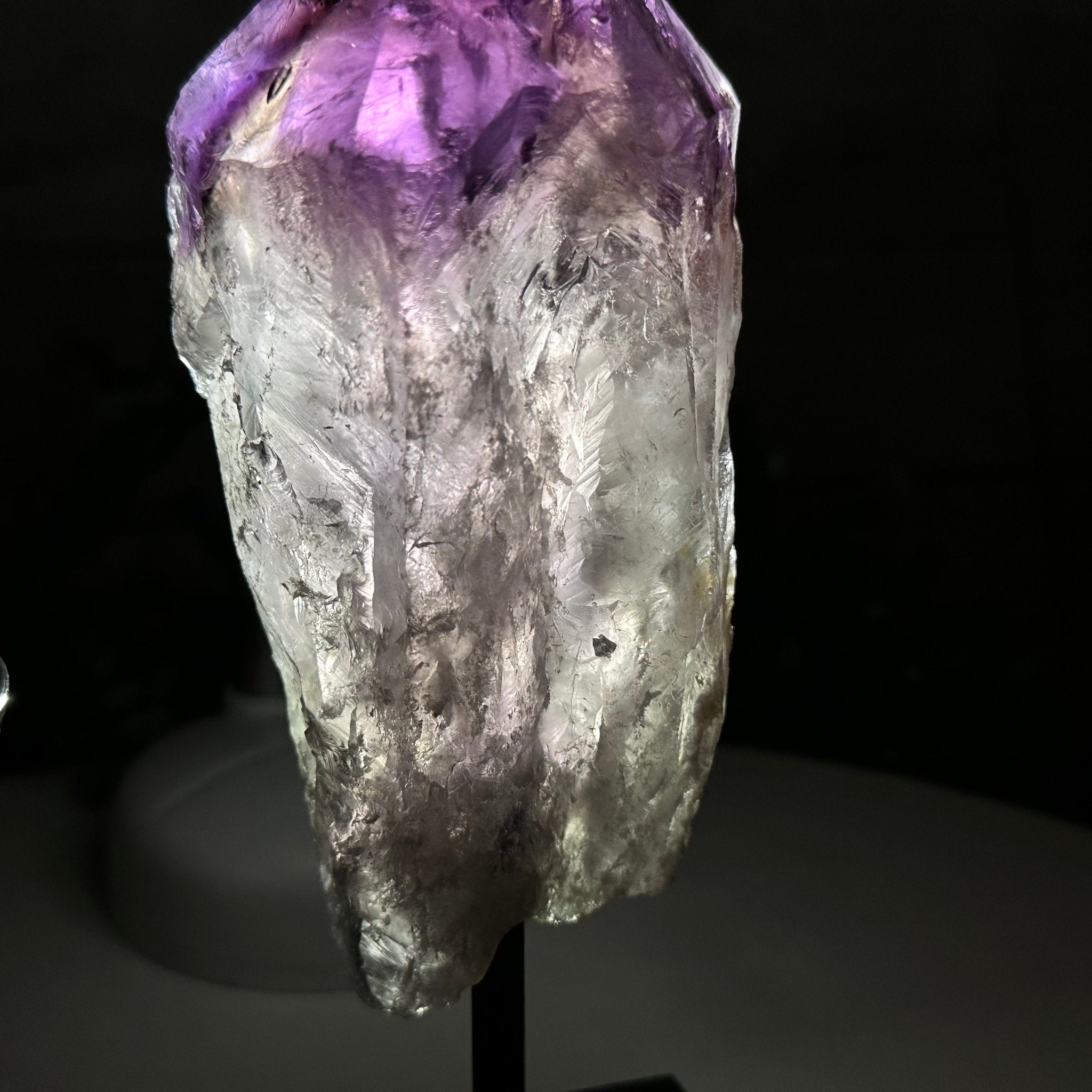 Amethyst Crystal Point on a Metal Stand, 6.8" Tall Model #3122AM-008 by Brazil Gems - Brazil GemsBrazil GemsAmethyst Crystal Point on a Metal Stand, 6.8" Tall Model #3122AM-008 by Brazil GemsCrystal Points3122AM-008