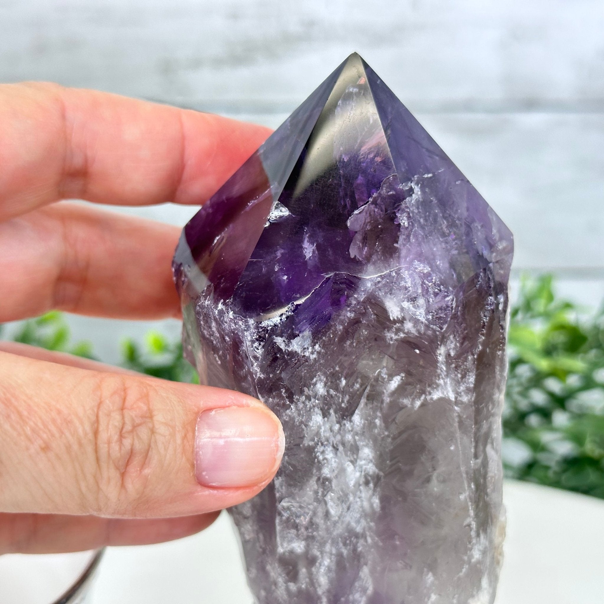 Amethyst Crystal Point on a Metal Stand, 6.8" Tall Model #3122AM-008 by Brazil Gems - Brazil GemsBrazil GemsAmethyst Crystal Point on a Metal Stand, 6.8" Tall Model #3122AM-008 by Brazil GemsCrystal Points3122AM-008