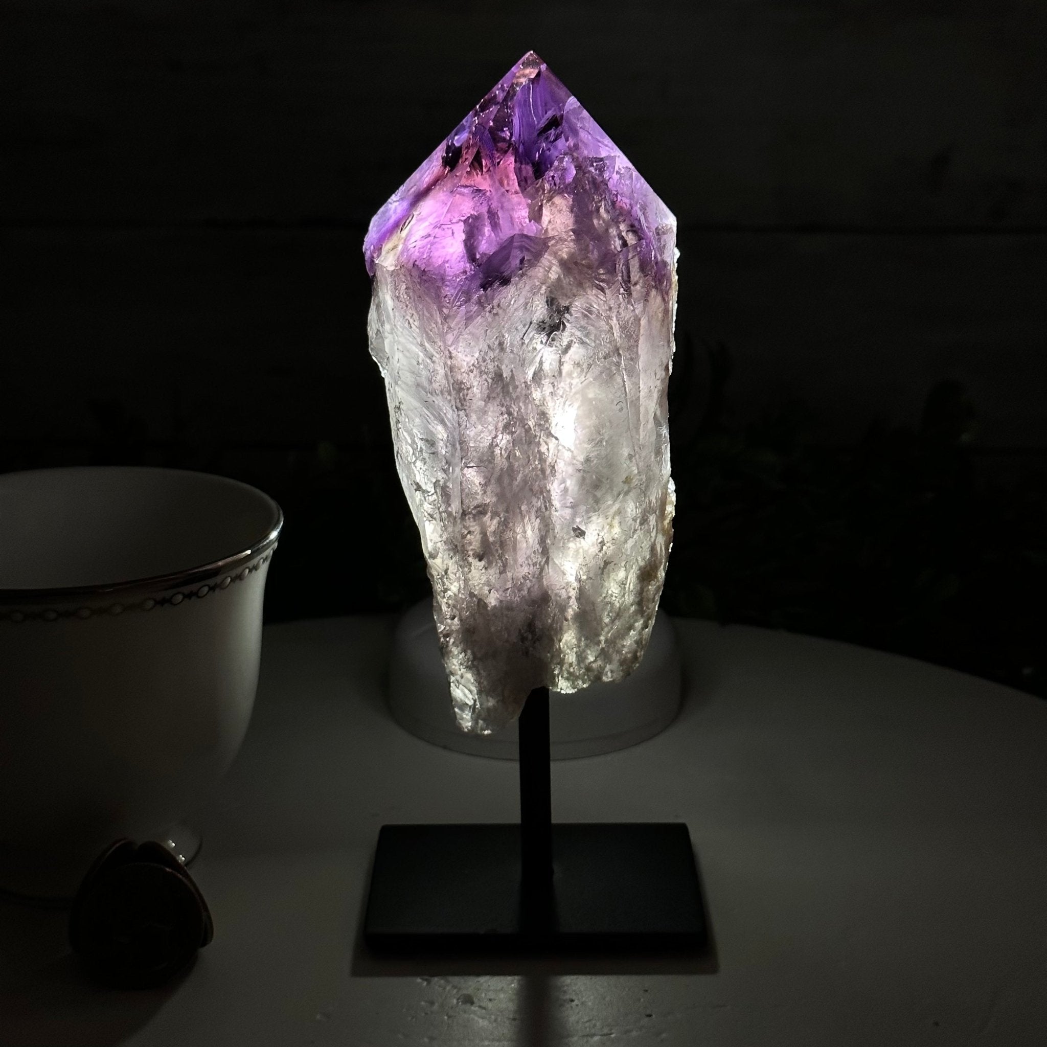 Amethyst Crystal Point on a Metal Stand, 6.8" Tall Model #3122AM-008 by Brazil Gems - Brazil GemsBrazil GemsAmethyst Crystal Point on a Metal Stand, 6.8" Tall Model #3122AM-008 by Brazil GemsCrystal Points3122AM-008
