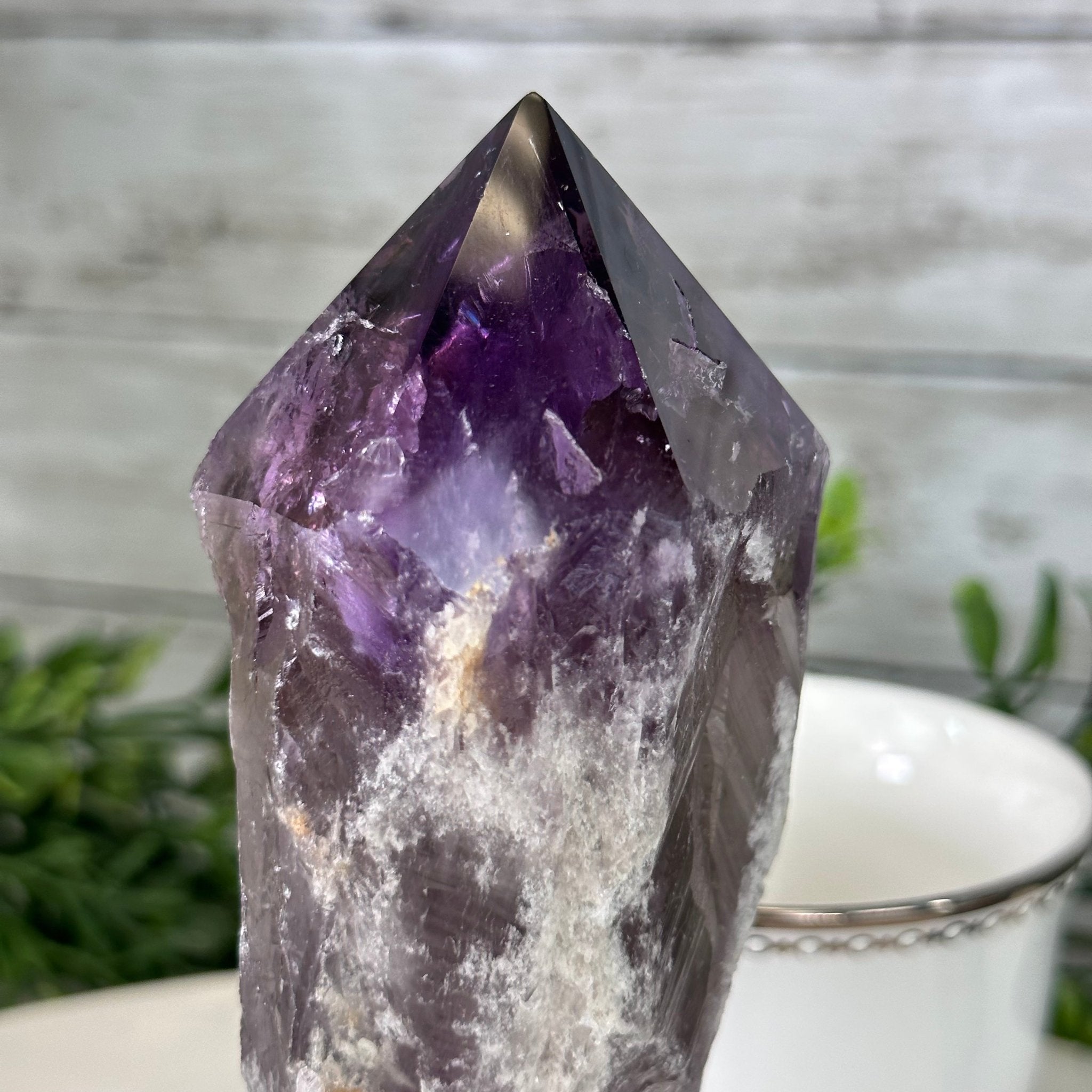 Amethyst Crystal Point on a Metal Stand, 6.8" Tall Model #3122AM-008 by Brazil Gems - Brazil GemsBrazil GemsAmethyst Crystal Point on a Metal Stand, 6.8" Tall Model #3122AM-008 by Brazil GemsCrystal Points3122AM-008