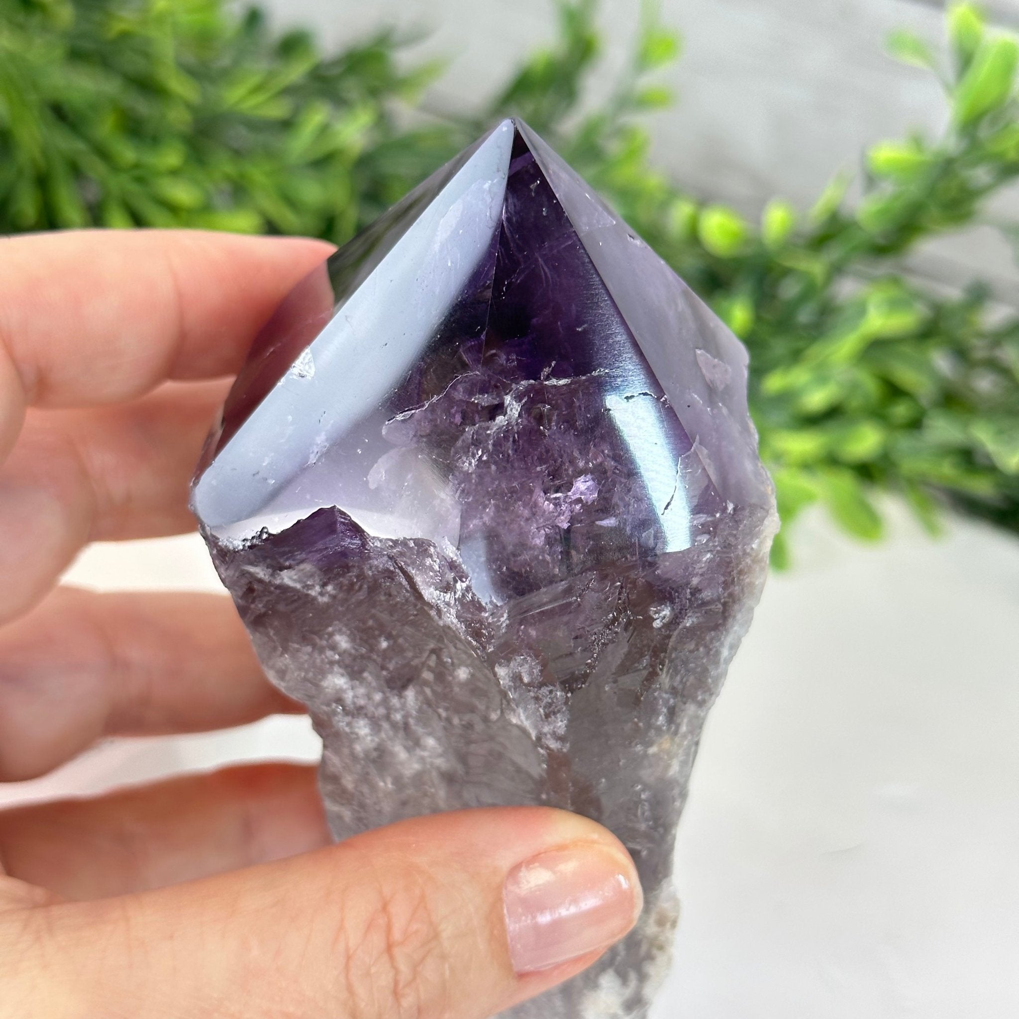 Amethyst Crystal Point on a Metal Stand, 6.8" Tall Model #3122AM-008 by Brazil Gems - Brazil GemsBrazil GemsAmethyst Crystal Point on a Metal Stand, 6.8" Tall Model #3122AM-008 by Brazil GemsCrystal Points3122AM-008