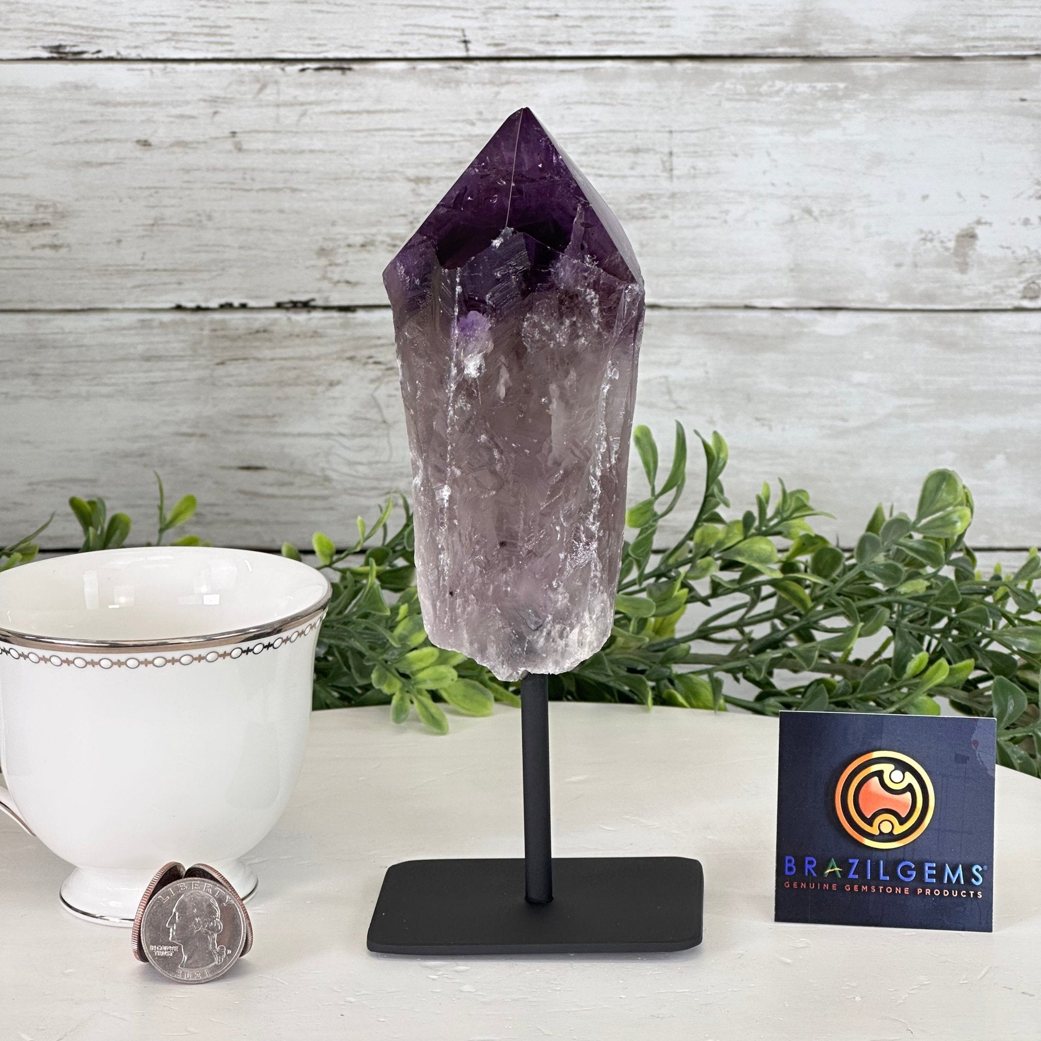 Amethyst Crystal Point on a Metal Stand, 7.5" Tall Model #3122AM-007 by Brazil Gems - Brazil GemsBrazil GemsAmethyst Crystal Point on a Metal Stand, 7.5" Tall Model #3122AM-007 by Brazil GemsCrystal Points3122AM-007