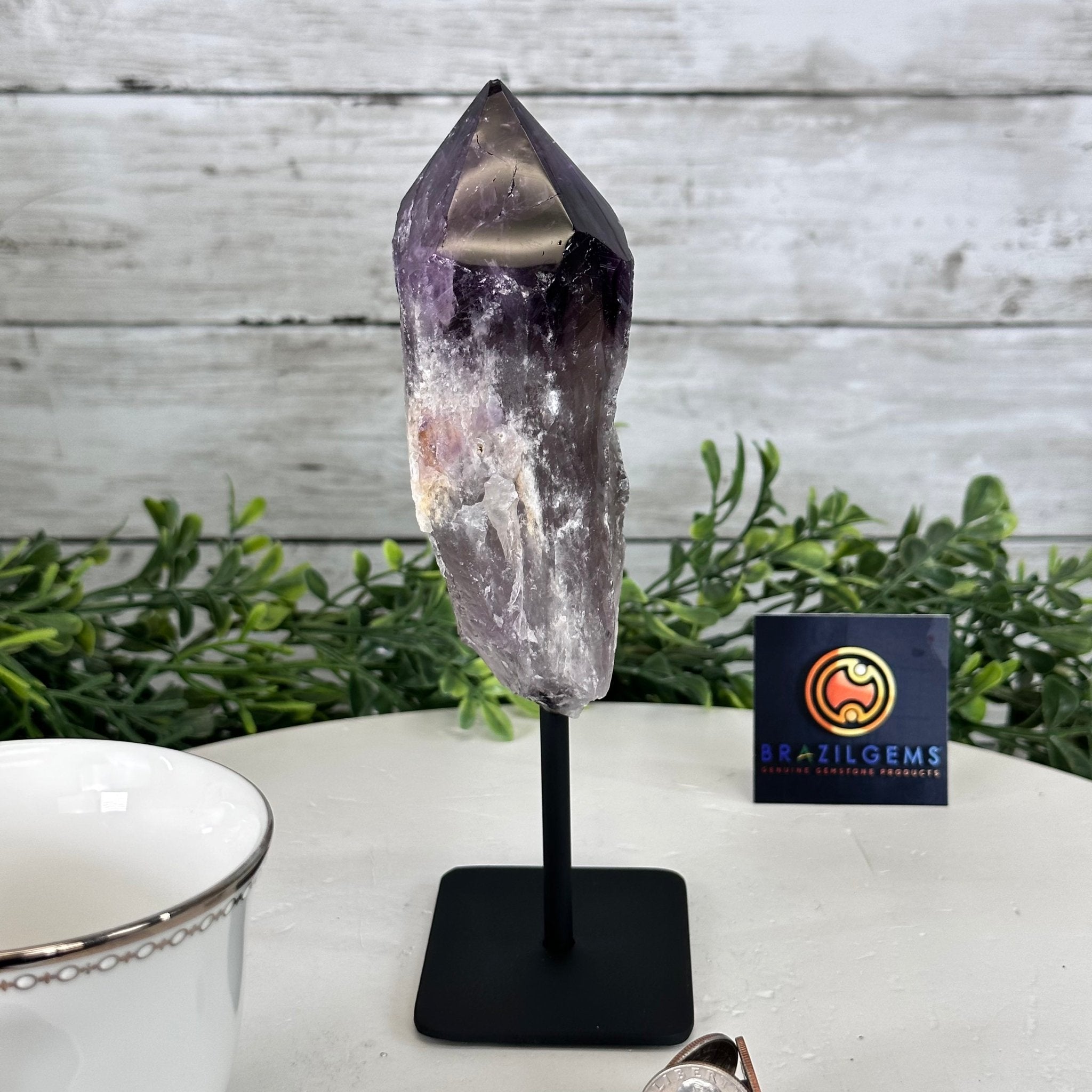 Amethyst Crystal Point on a Metal Stand, 7.5" Tall Model #3122AM-007 by Brazil Gems - Brazil GemsBrazil GemsAmethyst Crystal Point on a Metal Stand, 7.5" Tall Model #3122AM-007 by Brazil GemsCrystal Points3122AM-007