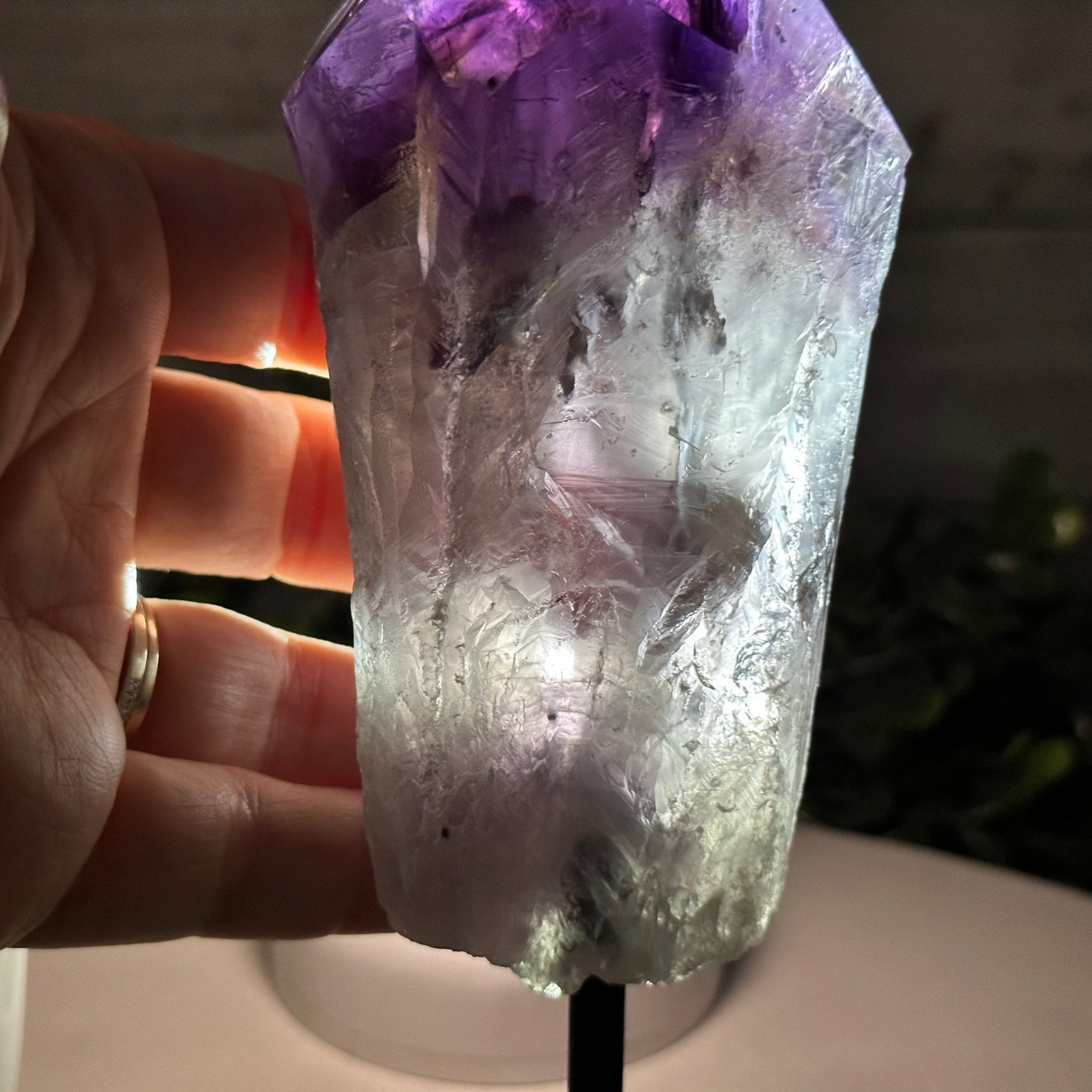 Amethyst Crystal Point on a Metal Stand, 7.5" Tall Model #3122AM-007 by Brazil Gems - Brazil GemsBrazil GemsAmethyst Crystal Point on a Metal Stand, 7.5" Tall Model #3122AM-007 by Brazil GemsCrystal Points3122AM-007