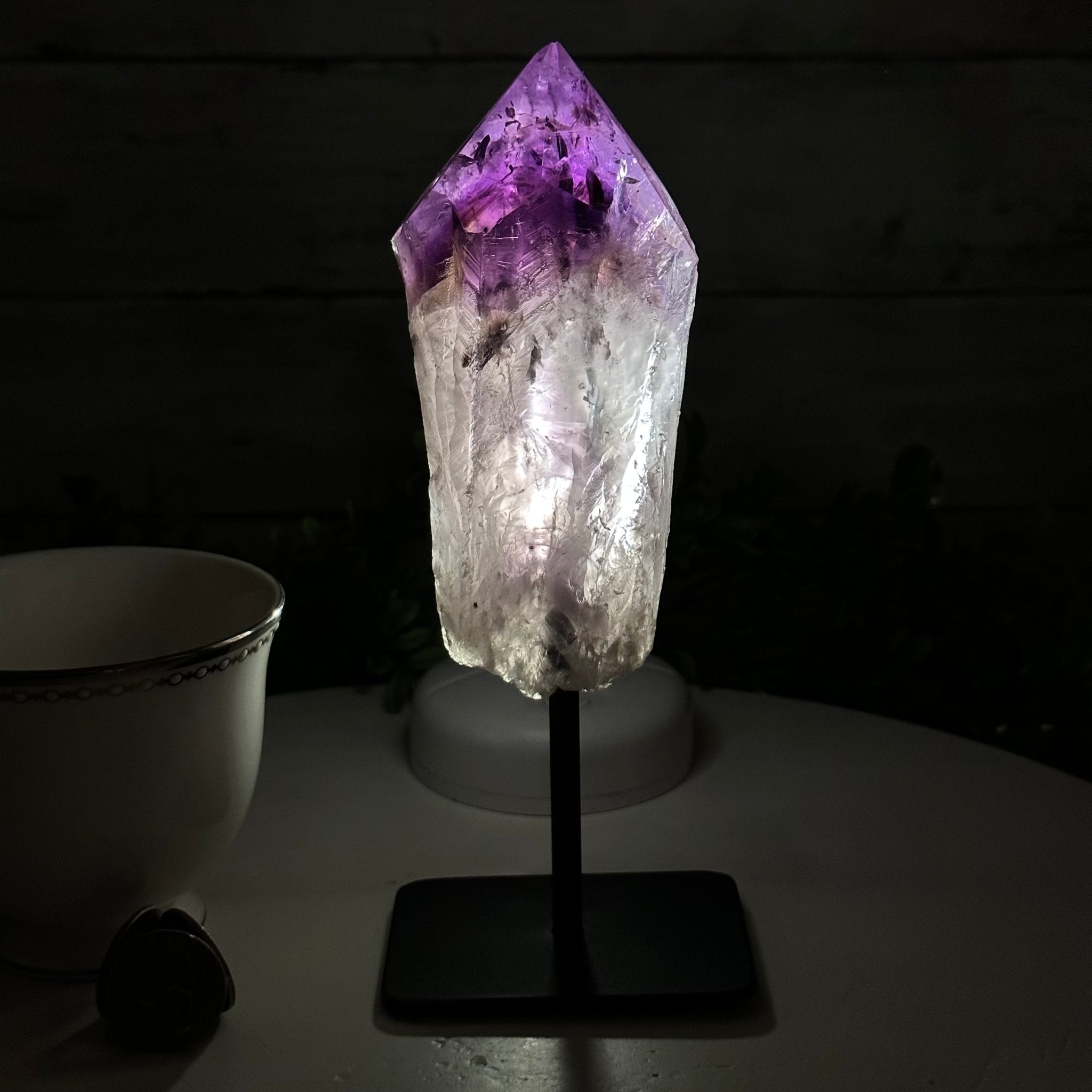 Amethyst Crystal Point on a Metal Stand, 7.5" Tall Model #3122AM-007 by Brazil Gems - Brazil GemsBrazil GemsAmethyst Crystal Point on a Metal Stand, 7.5" Tall Model #3122AM-007 by Brazil GemsCrystal Points3122AM-007