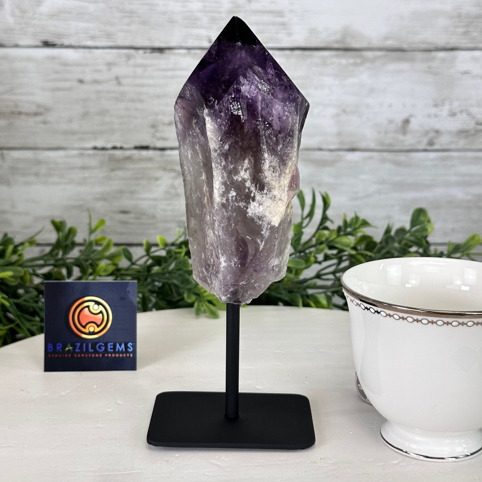 Amethyst Crystal Point on a Metal Stand, 7.5" Tall Model #3122AM-007 by Brazil Gems - Brazil GemsBrazil GemsAmethyst Crystal Point on a Metal Stand, 7.5" Tall Model #3122AM-007 by Brazil GemsCrystal Points3122AM-007