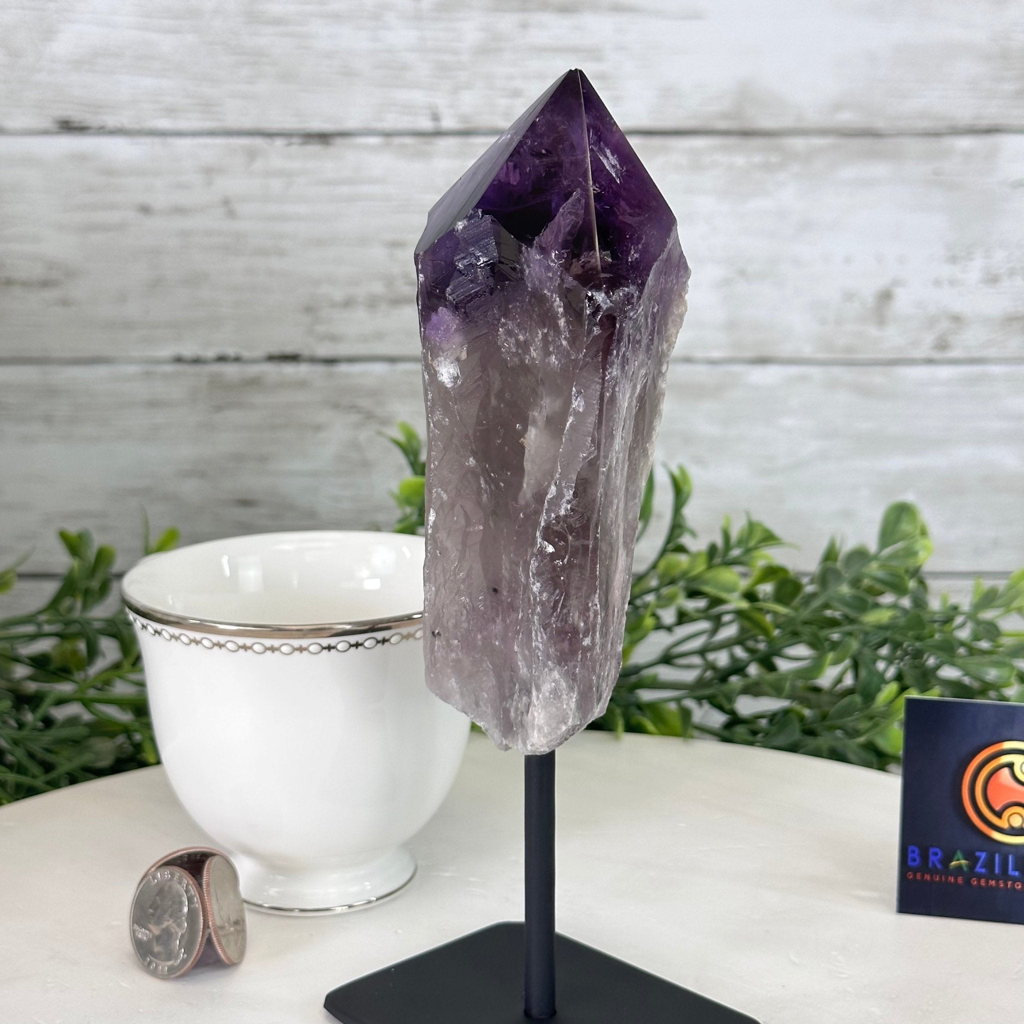 Amethyst Crystal Point on a Metal Stand, 7.5" Tall Model #3122AM-007 by Brazil Gems - Brazil GemsBrazil GemsAmethyst Crystal Point on a Metal Stand, 7.5" Tall Model #3122AM-007 by Brazil GemsCrystal Points3122AM-007