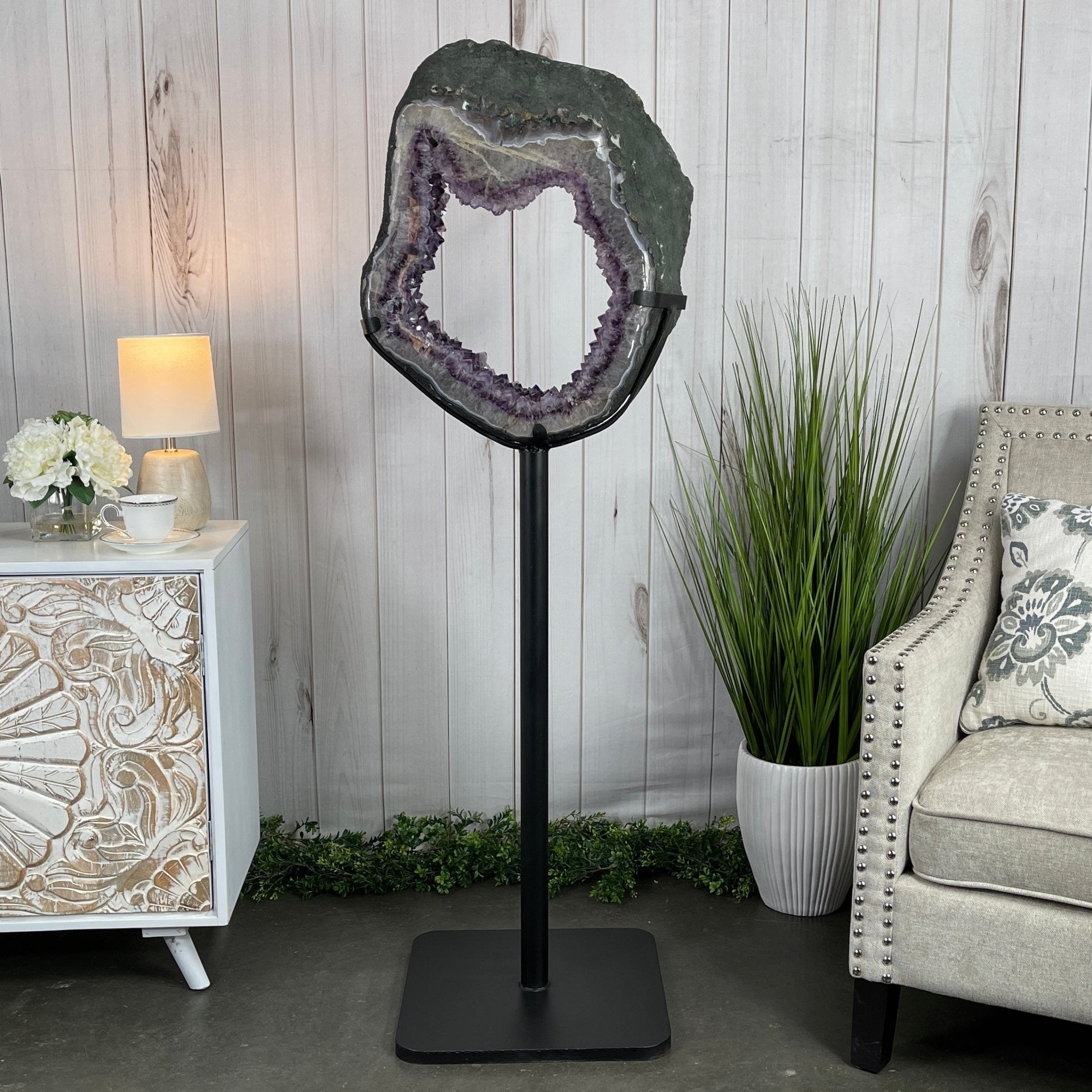 Amethyst Druse Crystal Portal on a Stand, 76 lbs & 59.25" tall, Model #5606-0007 by Brazil Gems - Brazil GemsBrazil GemsAmethyst Druse Crystal Portal on a Stand, 76 lbs & 59.25" tall, Model #5606-0007 by Brazil GemsPortals on Fixed Bases5606-0007