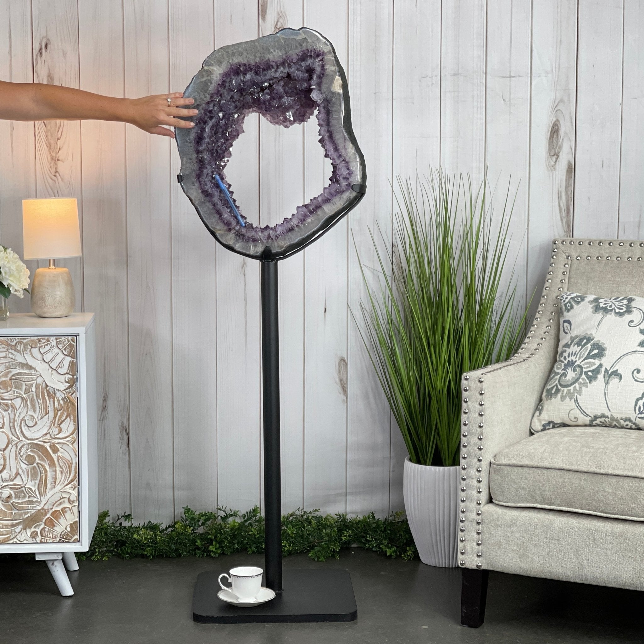 Amethyst Druse Crystal Portal on a Stand, 76 lbs & 59.25" tall, Model #5606-0007 by Brazil Gems - Brazil GemsBrazil GemsAmethyst Druse Crystal Portal on a Stand, 76 lbs & 59.25" tall, Model #5606-0007 by Brazil GemsPortals on Fixed Bases5606-0007