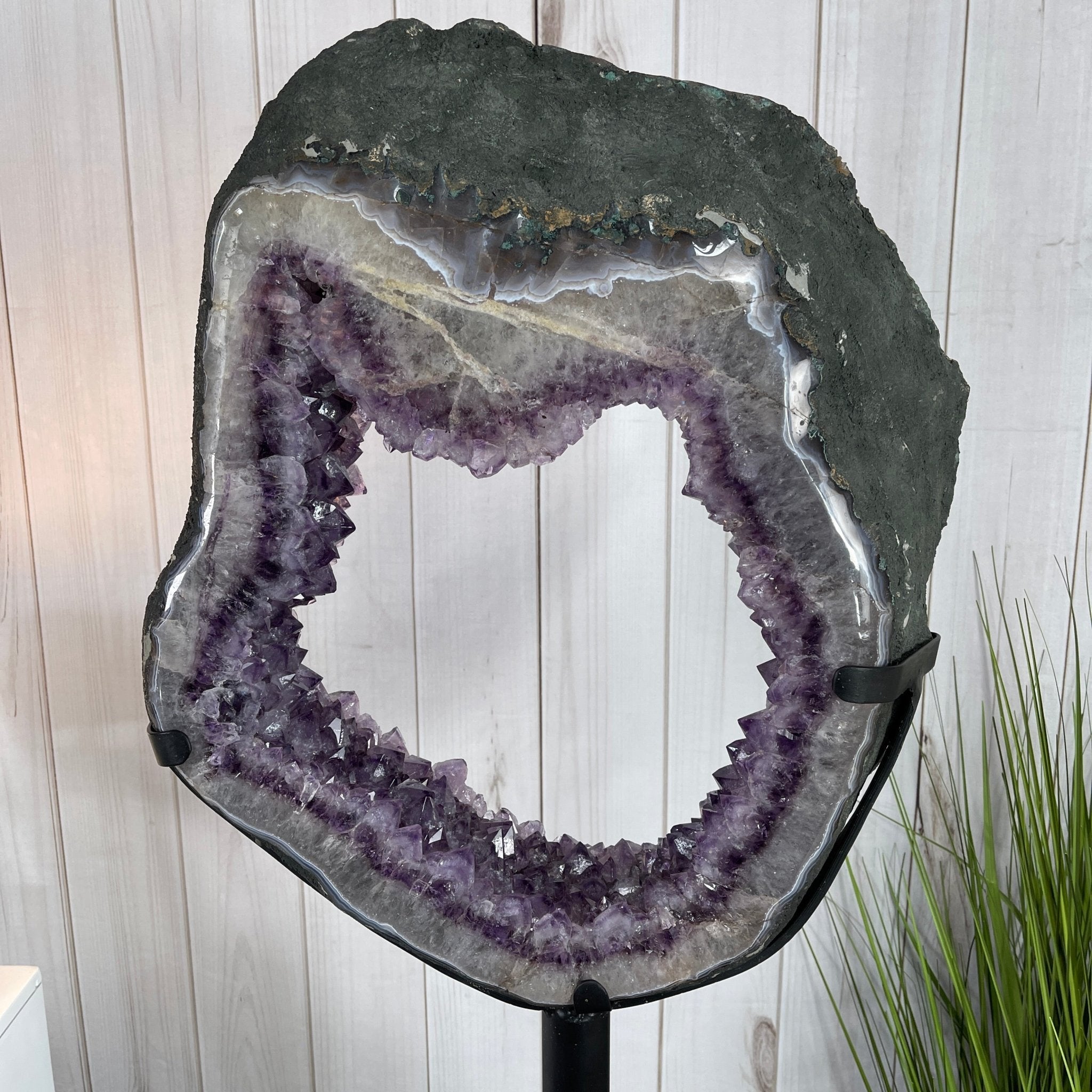 Amethyst Druse Crystal Portal on a Stand, 76 lbs & 59.25" tall, Model #5606-0007 by Brazil Gems - Brazil GemsBrazil GemsAmethyst Druse Crystal Portal on a Stand, 76 lbs & 59.25" tall, Model #5606-0007 by Brazil GemsPortals on Fixed Bases5606-0007