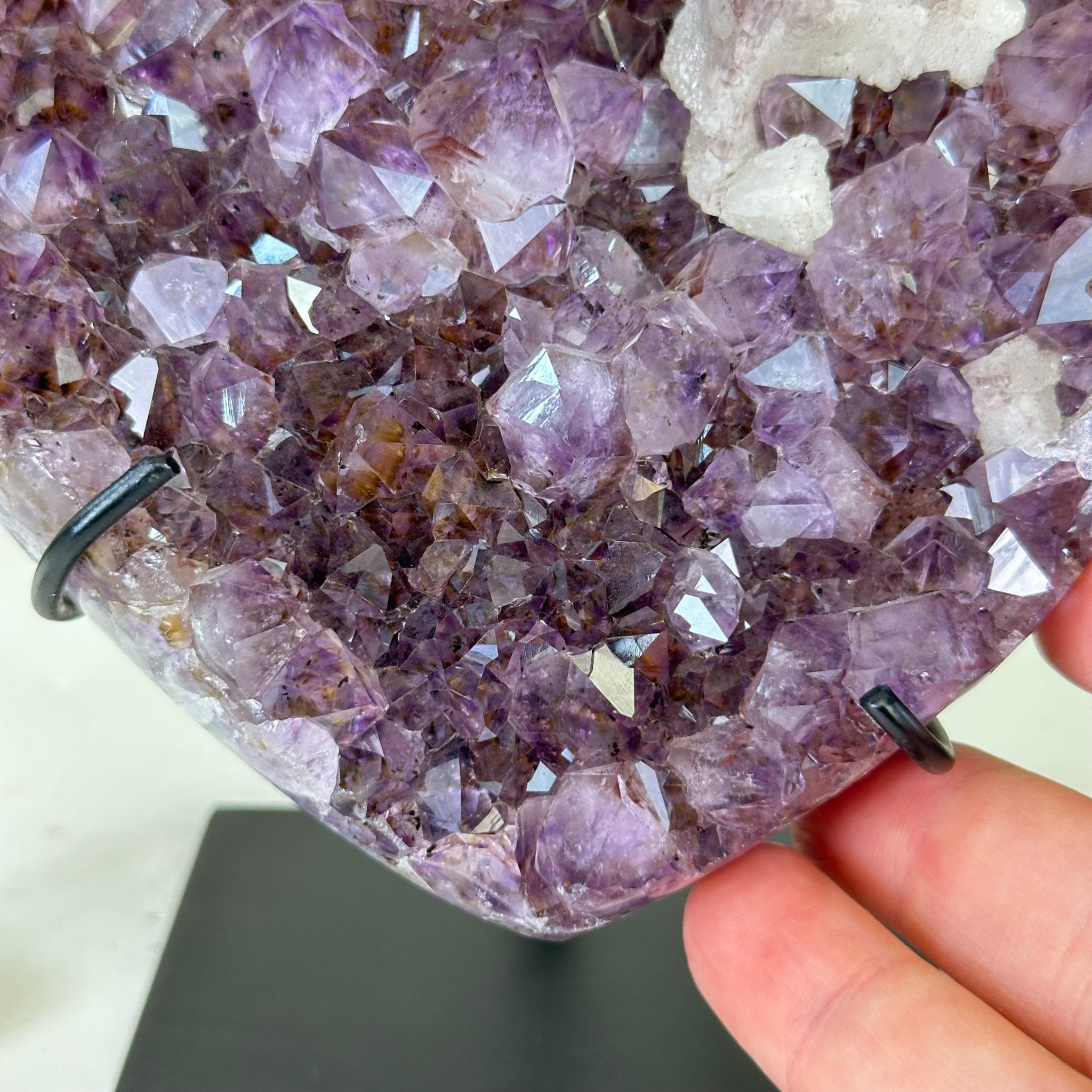 Amethyst Heart Geode on a Metal Stand, 2.1 lbs & 5.4" Tall #5463 - 0340 - Brazil GemsBrazil GemsAmethyst Heart Geode on a Metal Stand, 2.1 lbs & 5.4" Tall #5463 - 0340Hearts5463 - 0340