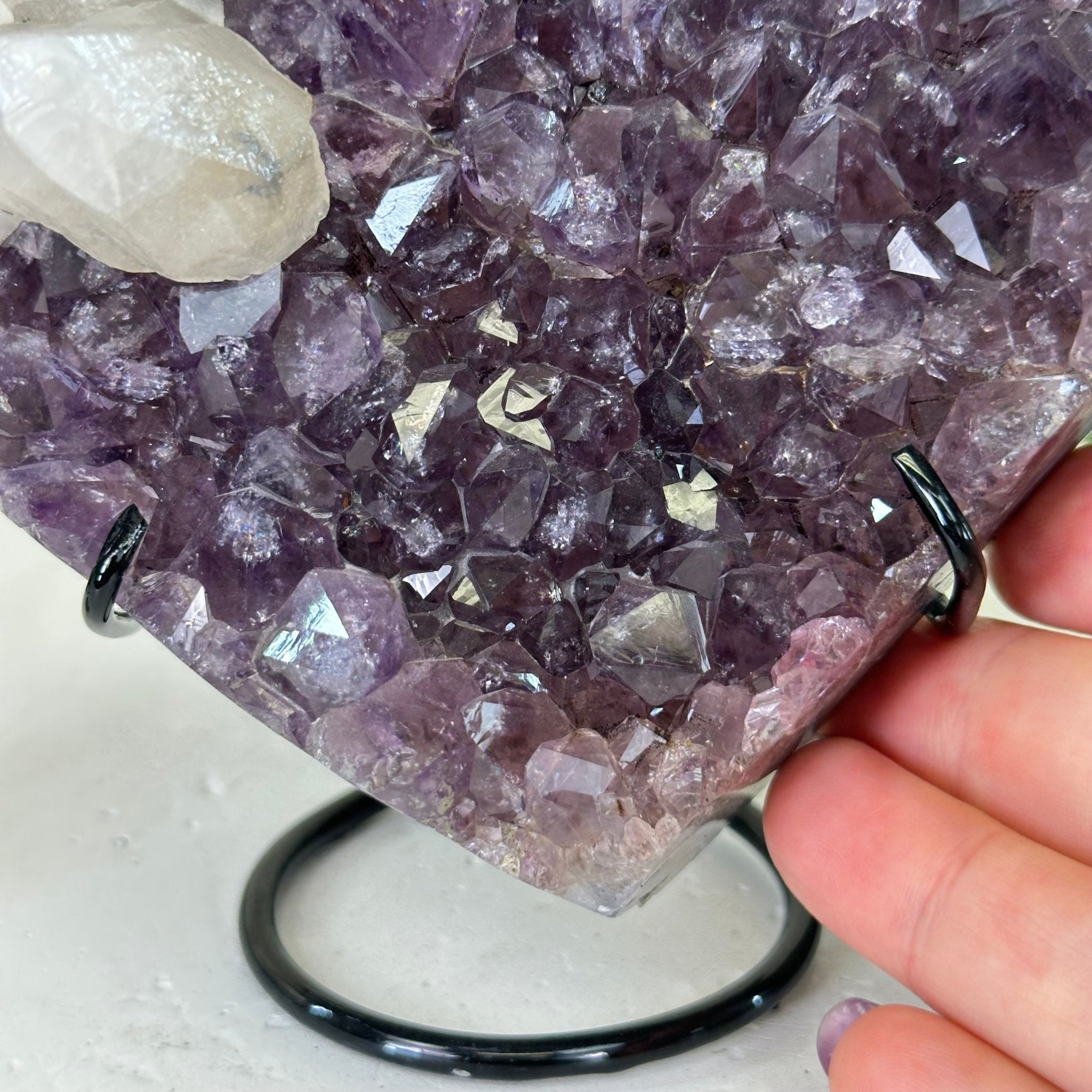 Amethyst Heart Geode on a Metal Stand, 2.5 lbs & 5.4" Tall #5463 - 0341 - Brazil GemsBrazil GemsAmethyst Heart Geode on a Metal Stand, 2.5 lbs & 5.4" Tall #5463 - 0341Hearts5463 - 0341