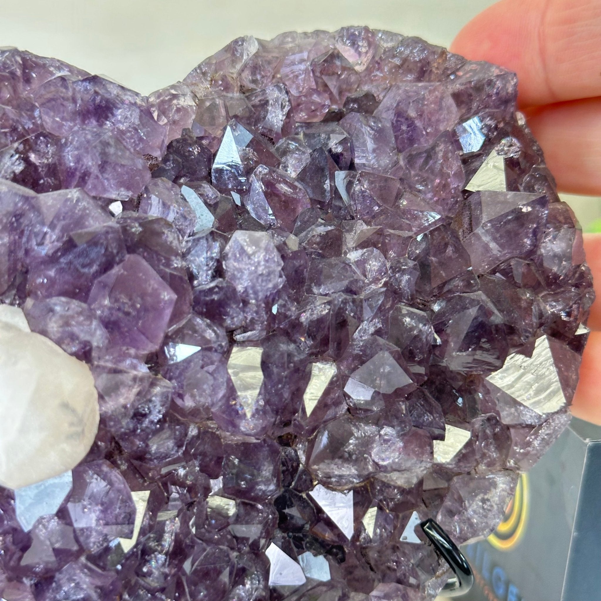 Amethyst Heart Geode on a Metal Stand, 2.5 lbs & 5.4" Tall #5463 - 0341 - Brazil GemsBrazil GemsAmethyst Heart Geode on a Metal Stand, 2.5 lbs & 5.4" Tall #5463 - 0341Hearts5463 - 0341