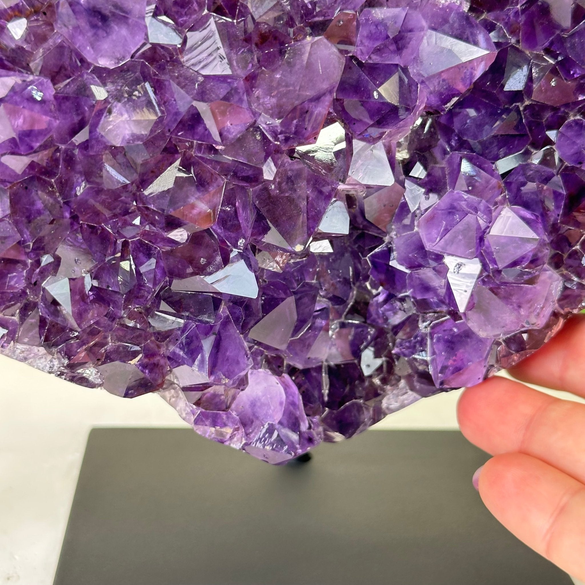 Amethyst Heart Geode on a Metal Stand, 8.6 lbs & 8" Tall #5463 - 0351 - Brazil GemsBrazil GemsAmethyst Heart Geode on a Metal Stand, 8.6 lbs & 8" Tall #5463 - 0351Hearts5463 - 0351