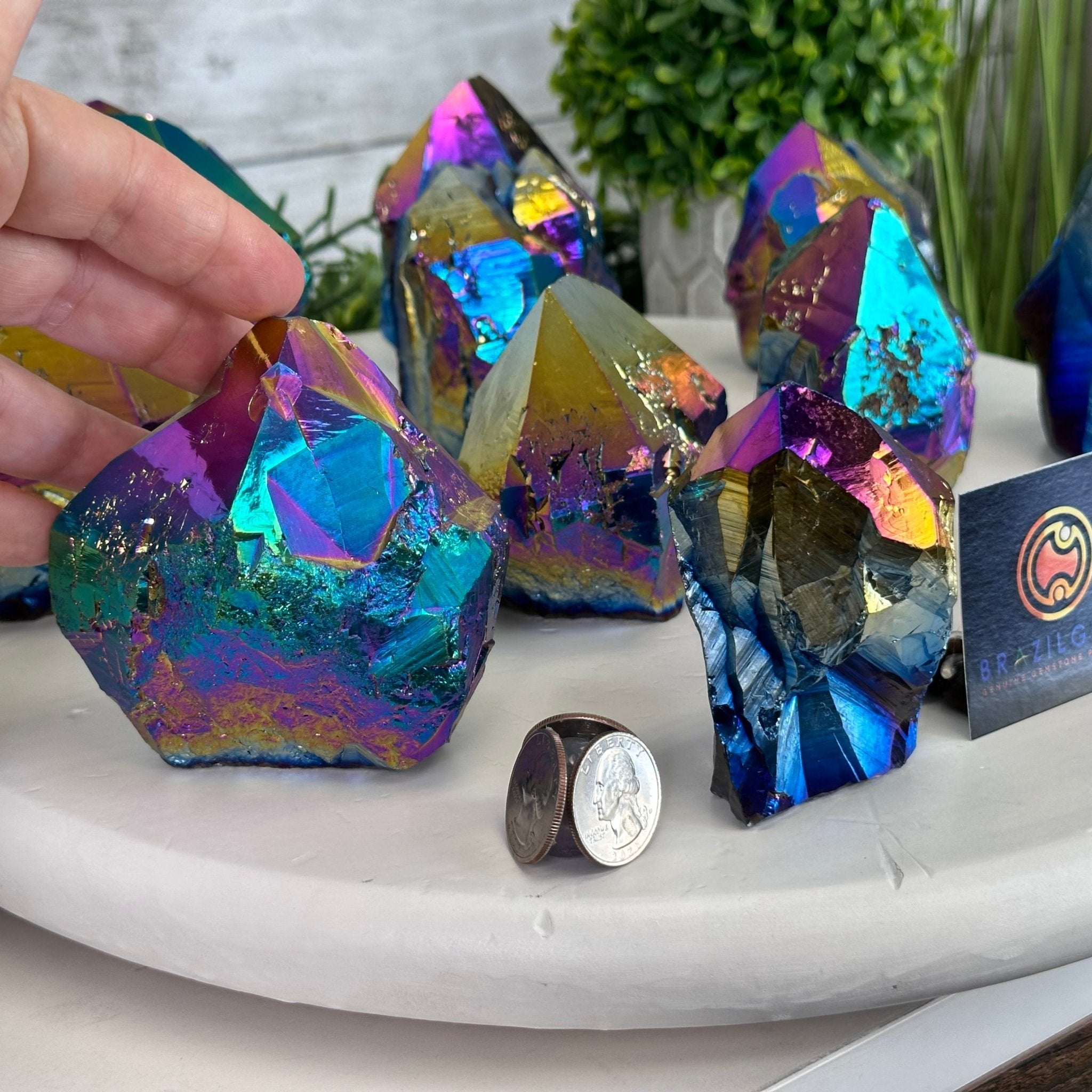 Amethyst Rainbow Aura Crystal Foot & Point, Select Your Item #3102AMRA - Brazil GemsBrazil GemsAmethyst Rainbow Aura Crystal Foot & Point, Select Your Item #3102AMRACrystal Points3102AMRA-001