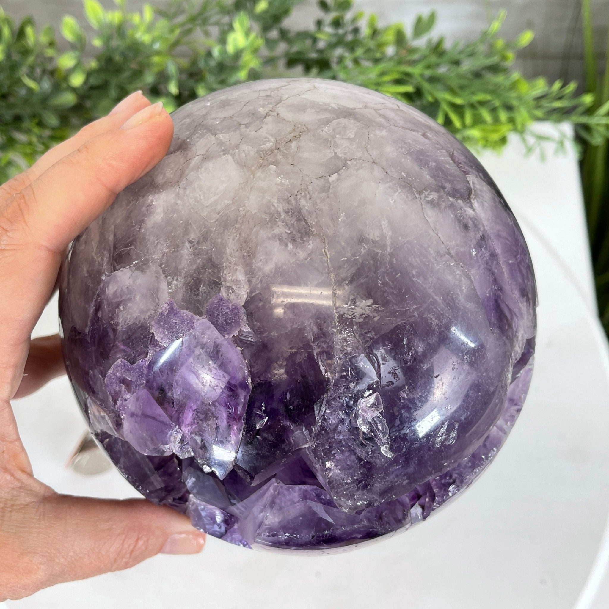 Amethyst Sphere on a Metal Base, 10.5 lbs & 11.5" Tall Model #5630-0010 by Brazil Gems - Brazil GemsBrazil GemsAmethyst Sphere on a Metal Base, 10.5 lbs & 11.5" Tall Model #5630-0010 by Brazil GemsSpheres5630-0010