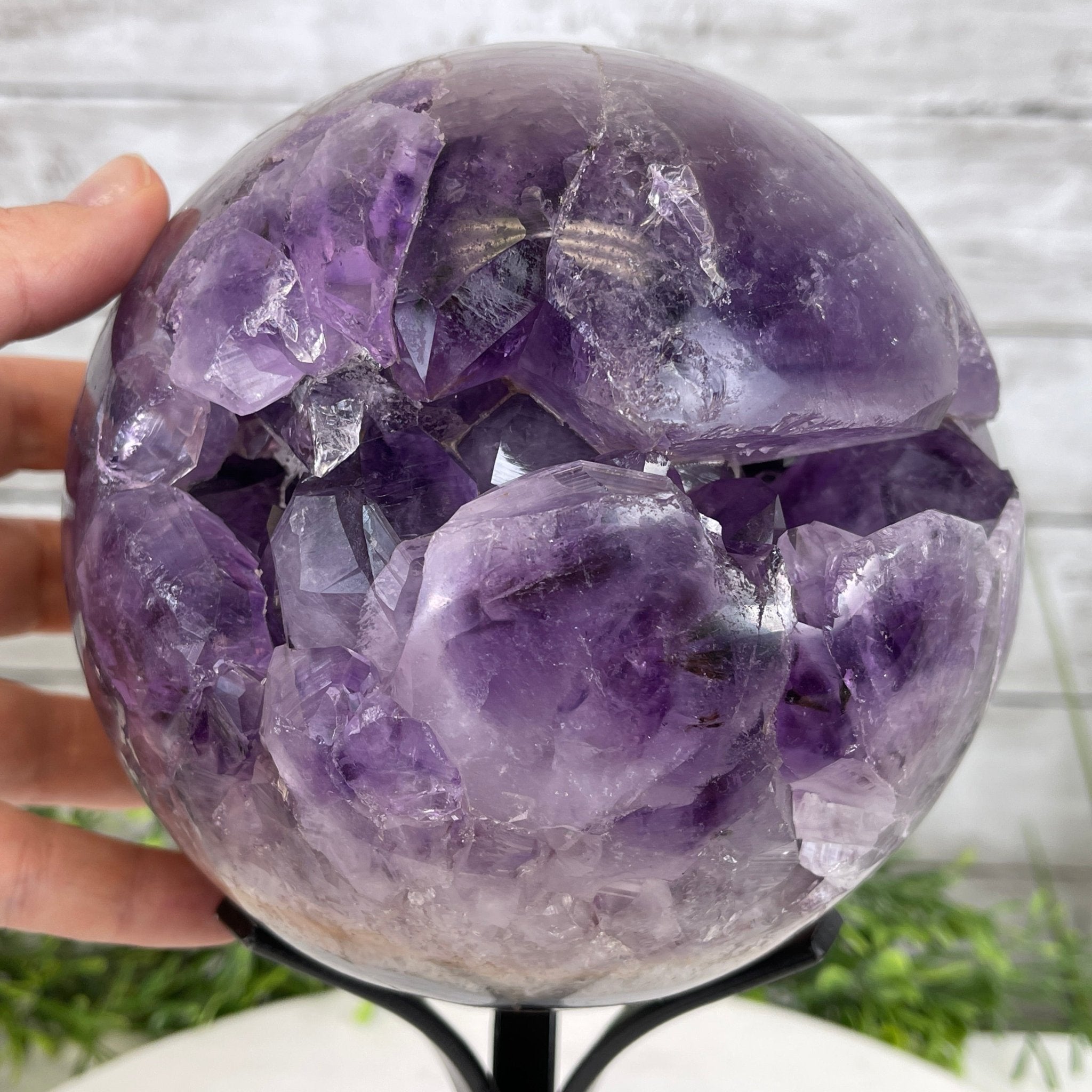 Amethyst Sphere on a Metal Base, 10.5 lbs & 11.5" Tall Model #5630-0010 by Brazil Gems - Brazil GemsBrazil GemsAmethyst Sphere on a Metal Base, 10.5 lbs & 11.5" Tall Model #5630-0010 by Brazil GemsSpheres5630-0010