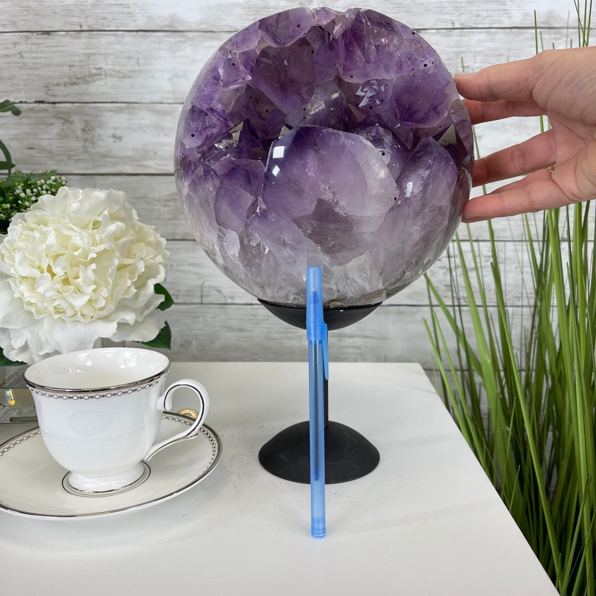 Amethyst Sphere on a Metal Base 20.2 lbs & 12.1" Tall Model #5630-0002 by Brazil Gems - Brazil GemsBrazil GemsAmethyst Sphere on a Metal Base 20.2 lbs & 12.1" Tall Model #5630-0002 by Brazil GemsSpheres5630-0002