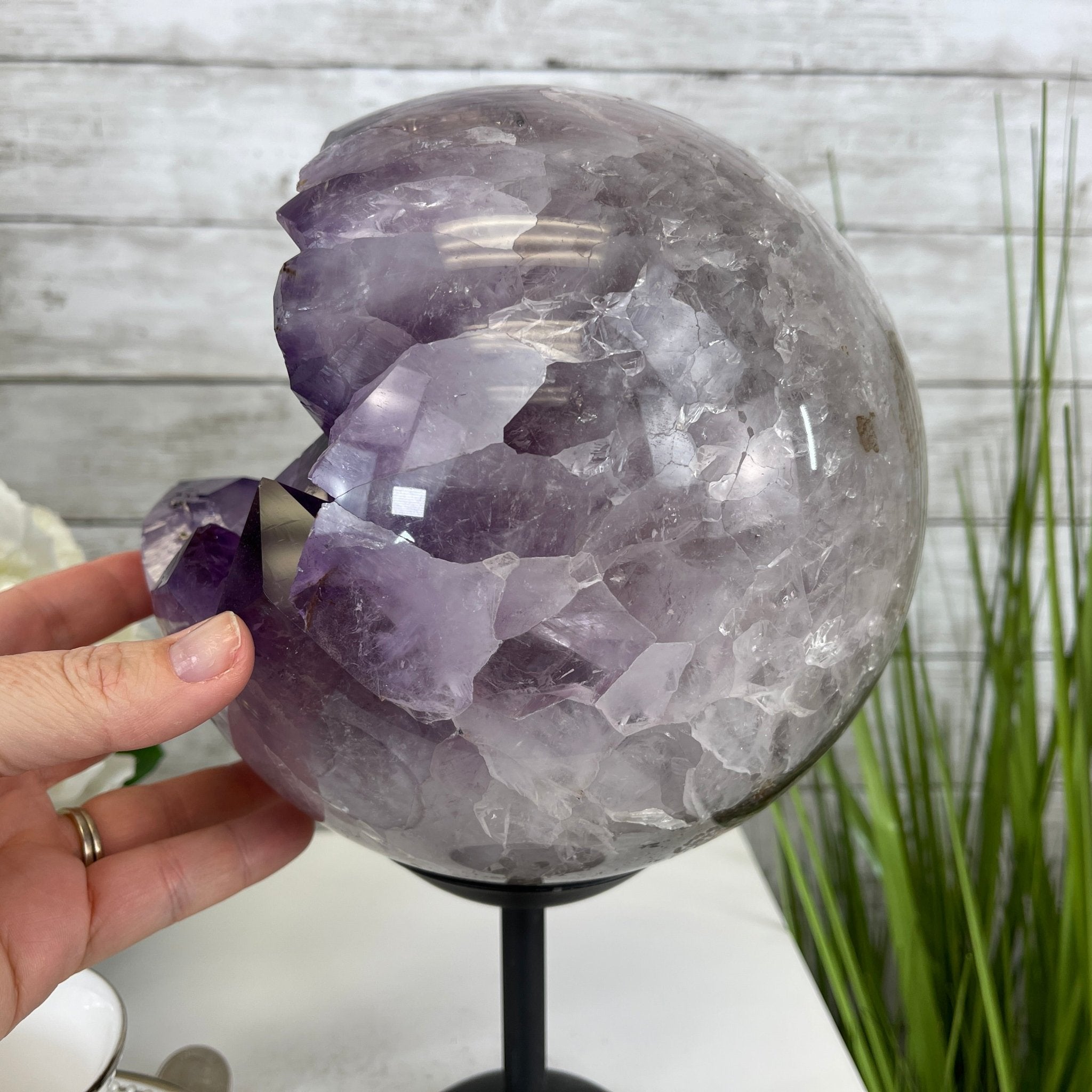 Amethyst Sphere on a Metal Base 20.2 lbs & 12.1" Tall Model #5630-0002 by Brazil Gems - Brazil GemsBrazil GemsAmethyst Sphere on a Metal Base 20.2 lbs & 12.1" Tall Model #5630-0002 by Brazil GemsSpheres5630-0002
