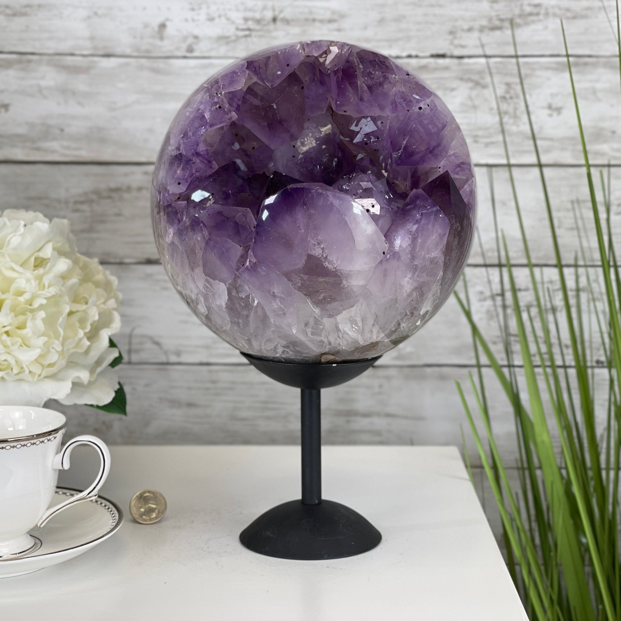 Amethyst Sphere on a Metal Base 20.2 lbs & 12.1" Tall Model #5630-0002 by Brazil Gems - Brazil GemsBrazil GemsAmethyst Sphere on a Metal Base 20.2 lbs & 12.1" Tall Model #5630-0002 by Brazil GemsSpheres5630-0002