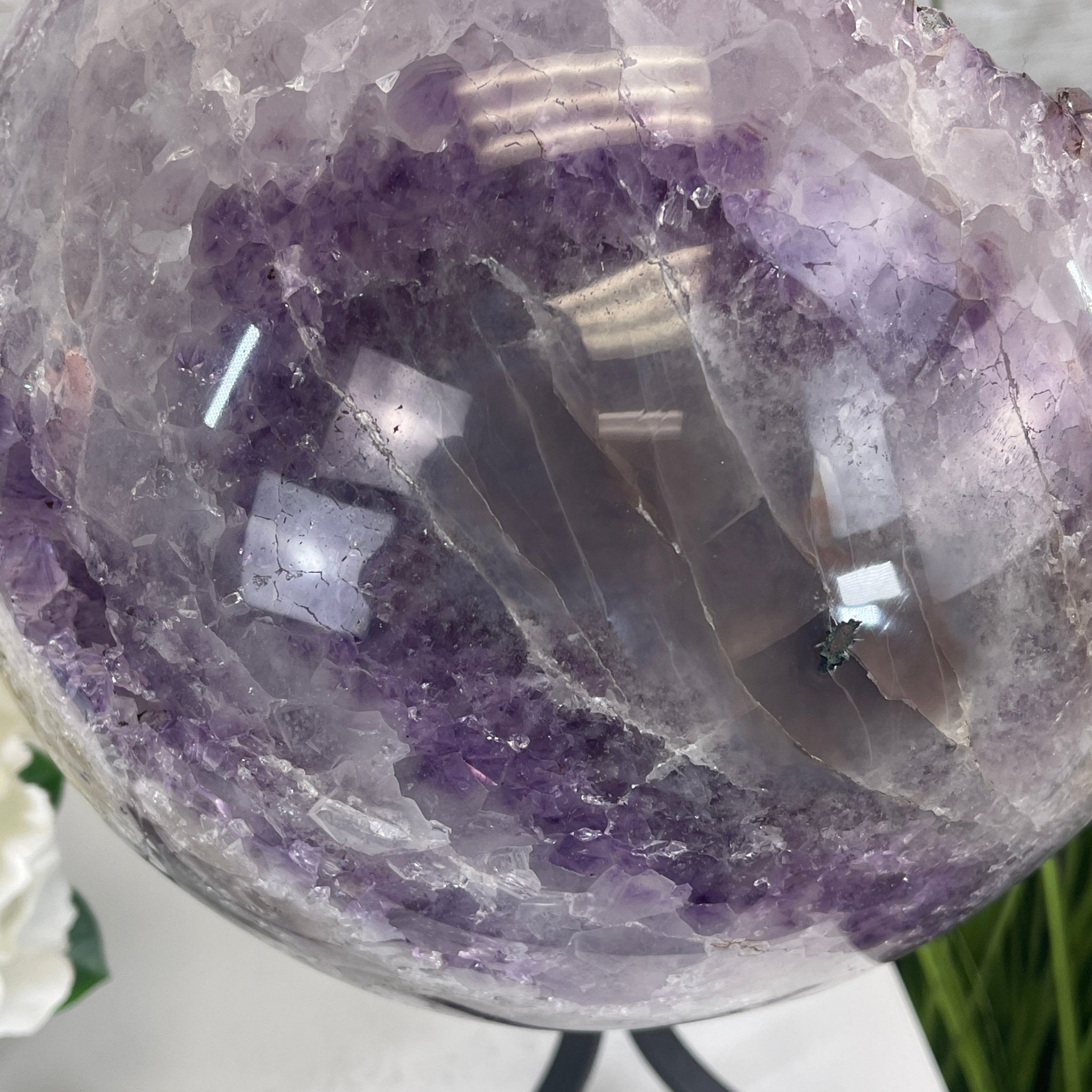 Amethyst Sphere on a Metal Base 33.5 lbs & 15" Tall Model #5630-0001 by Brazil Gems - Brazil GemsBrazil GemsAmethyst Sphere on a Metal Base 33.5 lbs & 15" Tall Model #5630-0001 by Brazil GemsSpheres5630-0001