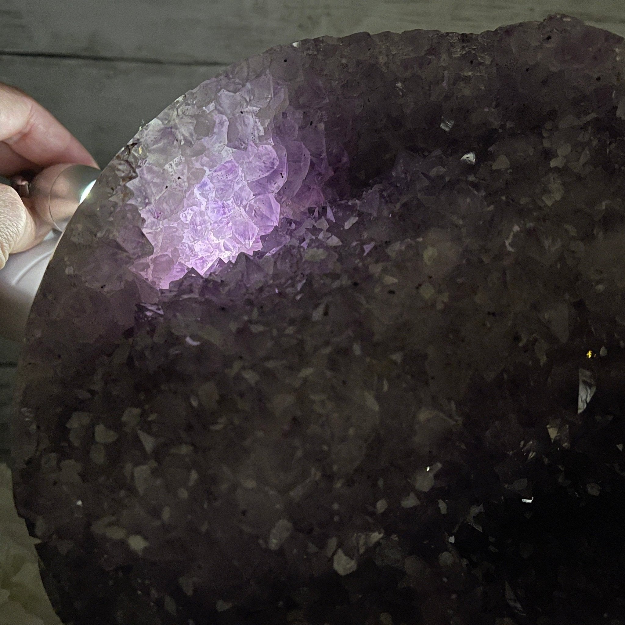 Amethyst Sphere on a Metal Base 33.5 lbs & 15" Tall Model #5630-0001 by Brazil Gems - Brazil GemsBrazil GemsAmethyst Sphere on a Metal Base 33.5 lbs & 15" Tall Model #5630-0001 by Brazil GemsSpheres5630-0001