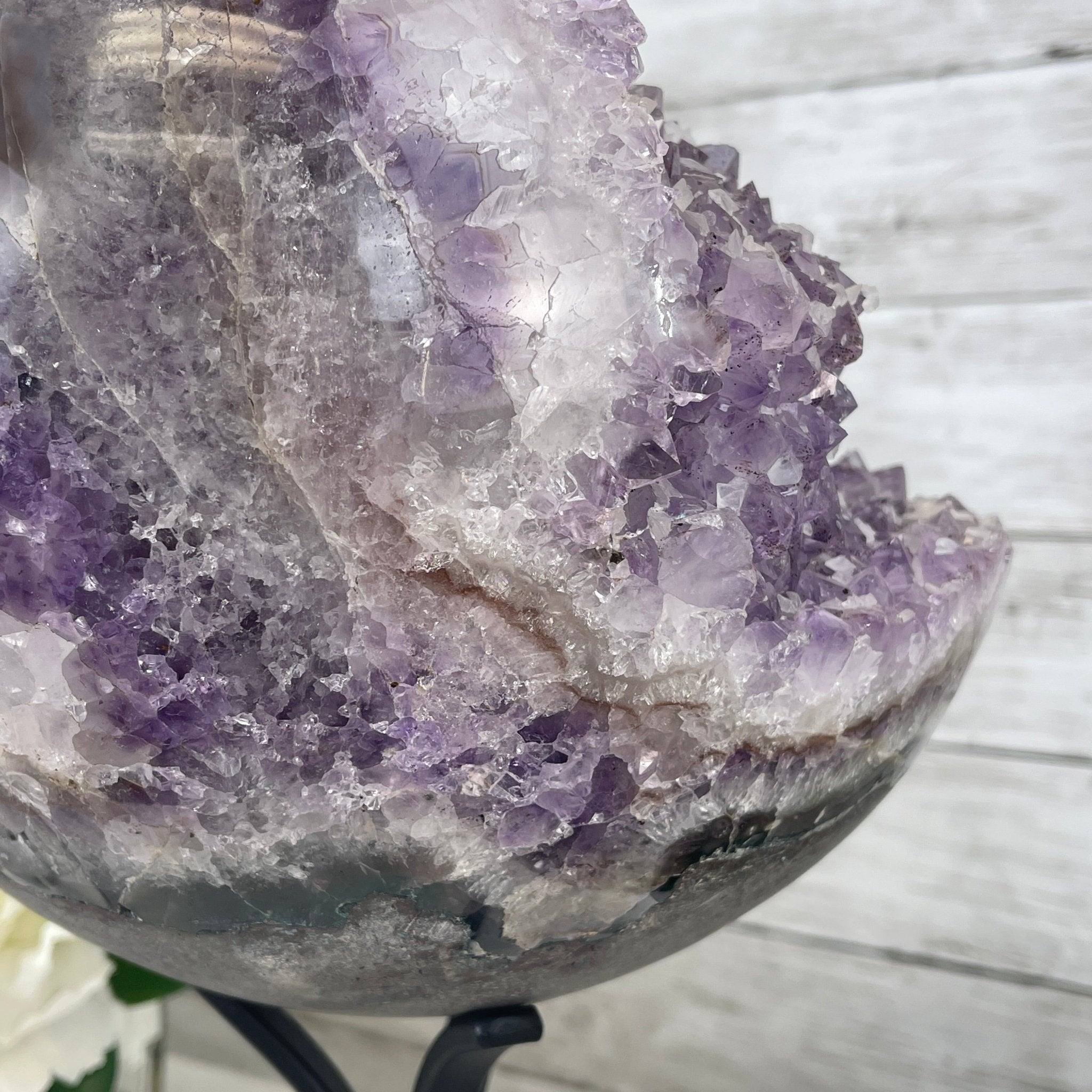 Amethyst Sphere on a Metal Base 33.5 lbs & 15" Tall Model #5630-0001 by Brazil Gems - Brazil GemsBrazil GemsAmethyst Sphere on a Metal Base 33.5 lbs & 15" Tall Model #5630-0001 by Brazil GemsSpheres5630-0001