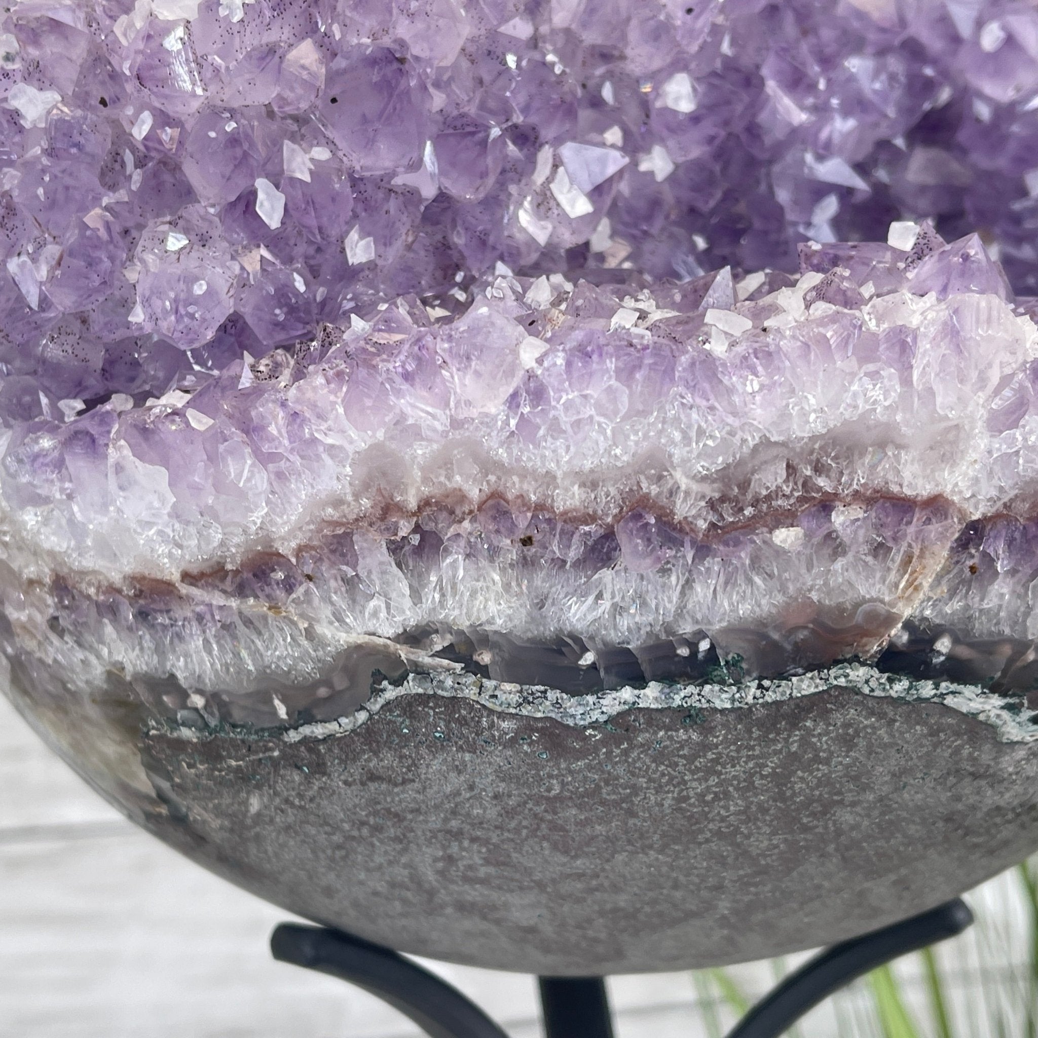 Amethyst Sphere on a Metal Base 33.5 lbs & 15" Tall Model #5630-0001 by Brazil Gems - Brazil GemsBrazil GemsAmethyst Sphere on a Metal Base 33.5 lbs & 15" Tall Model #5630-0001 by Brazil GemsSpheres5630-0001