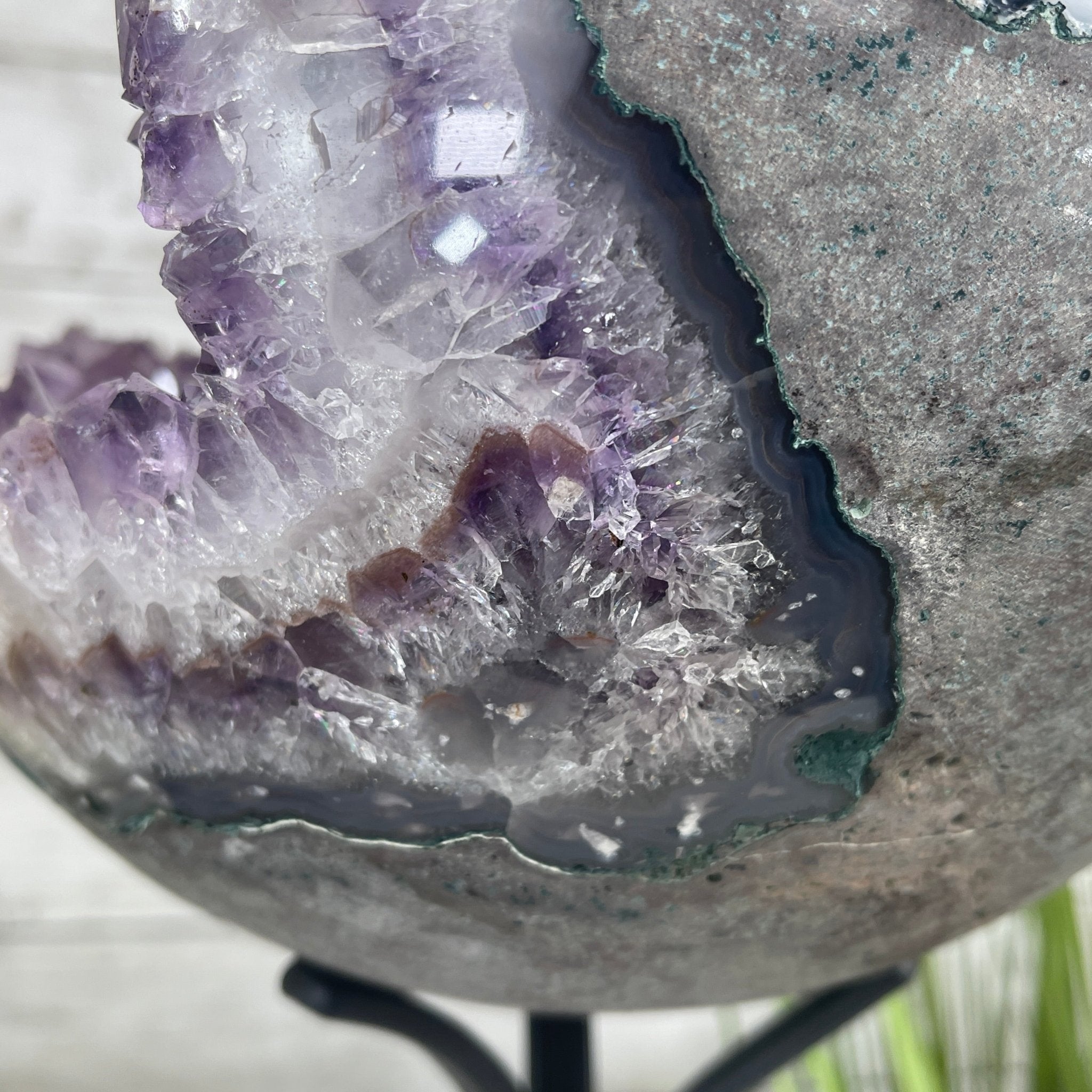 Amethyst Sphere on a Metal Base 33.5 lbs & 15" Tall Model #5630-0001 by Brazil Gems - Brazil GemsBrazil GemsAmethyst Sphere on a Metal Base 33.5 lbs & 15" Tall Model #5630-0001 by Brazil GemsSpheres5630-0001