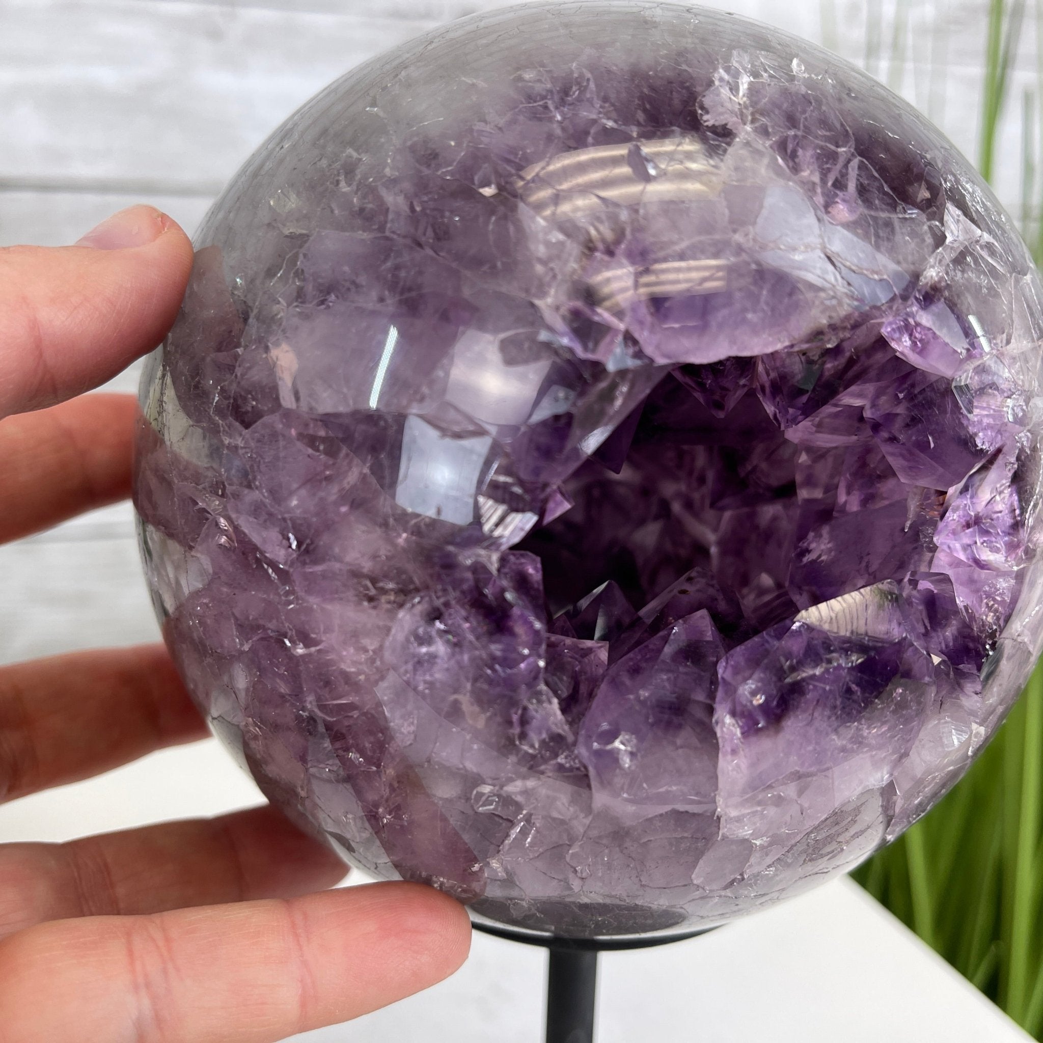 Amethyst Sphere on a Metal Base 7.3 lbs & 8.2.5" Tall Model #5630-0007 by Brazil Gems - Brazil GemsBrazil GemsAmethyst Sphere on a Metal Base 7.3 lbs & 8.2.5" Tall Model #5630-0007 by Brazil GemsSpheres5630-0007