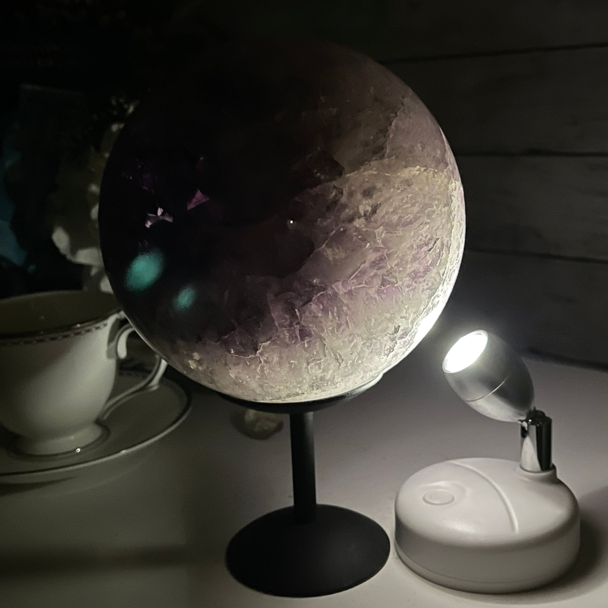 Amethyst Sphere on a Metal Base 7.3 lbs & 8.2.5" Tall Model #5630-0007 by Brazil Gems - Brazil GemsBrazil GemsAmethyst Sphere on a Metal Base 7.3 lbs & 8.2.5" Tall Model #5630-0007 by Brazil GemsSpheres5630-0007