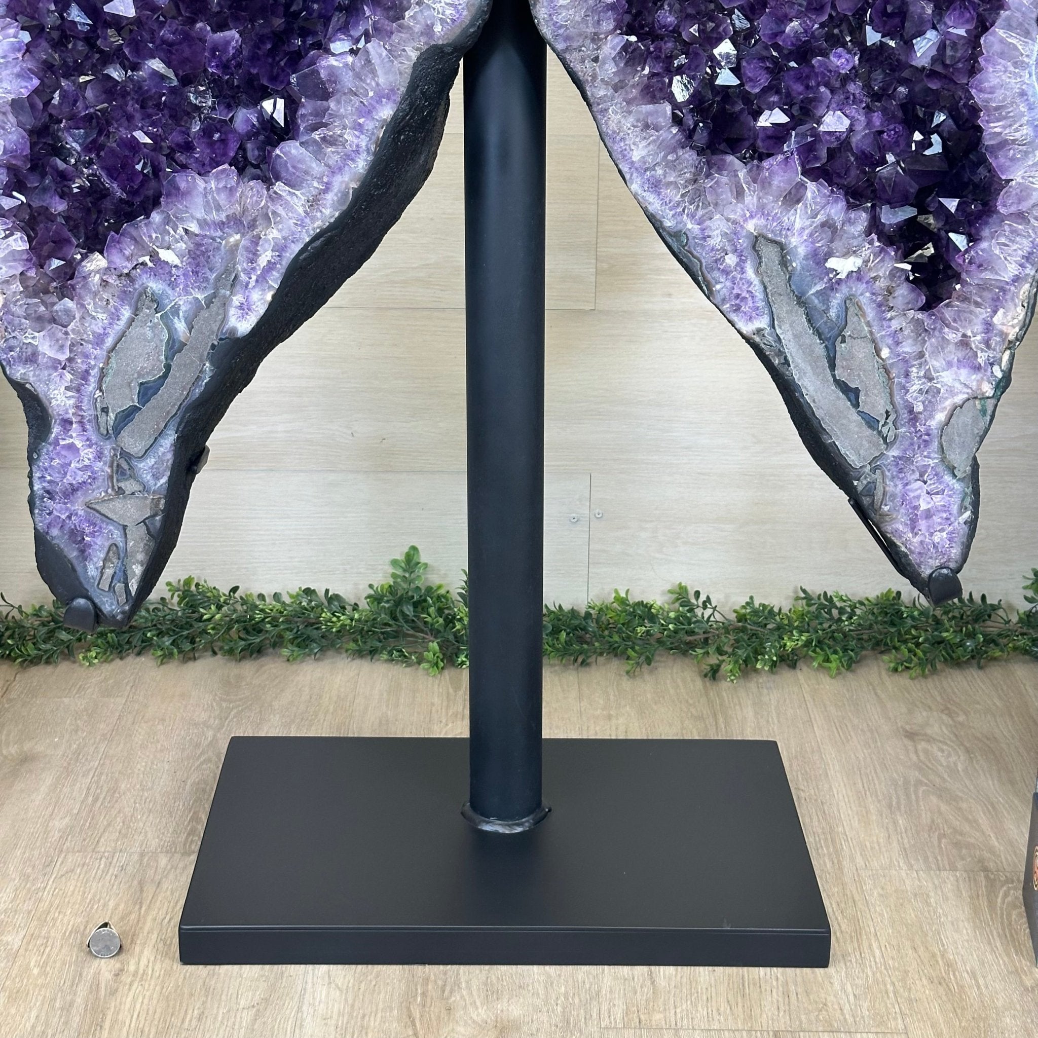 Amethyst Wings on a Metal Stand, 220.5 lbs, 39.75" Tall 5493 - 0051 - Brazil GemsBrazil GemsAmethyst Wings on a Metal Stand, 220.5 lbs, 39.75" Tall 5493 - 0051Amethyst Butterfly Wings5493 - 0051