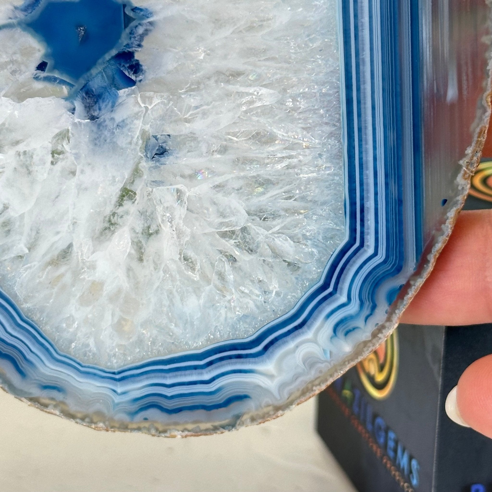 Blue Agate "Butterfly Wings" on stand, 7.2" Tall #5050BL-067 - Brazil GemsBrazil GemsBlue Agate "Butterfly Wings" on stand, 7.2" Tall #5050BL-067Agate Butterfly Wings5050BL-067