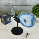 Blue Agate "Butterfly Wings" on stand, 7.2" Tall #5050BL-067 - Brazil GemsBrazil GemsBlue Agate "Butterfly Wings" on stand, 7.2" Tall #5050BL-067Agate Butterfly Wings5050BL-067