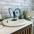 Blue Agate "Butterfly Wings" on stand, 7.2" Tall #5050BL-067 - Brazil GemsBrazil GemsBlue Agate "Butterfly Wings" on stand, 7.2" Tall #5050BL-067Agate Butterfly Wings5050BL-067