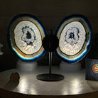 Blue Agate "Butterfly Wings" on stand, 7.5" Tall #5050BL-069 - Brazil GemsBrazil GemsBlue Agate "Butterfly Wings" on stand, 7.5" Tall #5050BL-069Agate Butterfly Wings5050BL-069