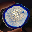 Blue Agate Coasters w/ silicone bumpers, 3.5" to 4.5" each, 4-piece set Model #5204BLUE by Brazil Gems - Brazil GemsBrazil GemsBlue Agate Coasters w/ silicone bumpers, 3.5" to 4.5" each, 4-piece set Model #5204BLUE by Brazil GemsCoaster Sets5204BLUE