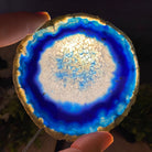 Blue Agate Coasters w/ silicone bumpers, 3.5" to 4.5" each, 4-piece set Model #5204BLUE by Brazil Gems - Brazil GemsBrazil GemsBlue Agate Coasters w/ silicone bumpers, 3.5" to 4.5" each, 4-piece set Model #5204BLUE by Brazil GemsCoaster Sets5204BLUE