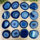 Blue Agate Coasters w/ silicone bumpers, 3.5" to 4.5" each, 4-piece set Model #5204BLUE by Brazil Gems - Brazil GemsBrazil GemsBlue Agate Coasters w/ silicone bumpers, 3.5" to 4.5" each, 4-piece set Model #5204BLUE by Brazil GemsCoaster Sets5204BLUE