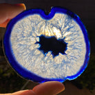 Blue Agate Coasters w/ silicone bumpers, 3.5" to 4.5" each, 4-piece set Model #5204BLUE by Brazil Gems - Brazil GemsBrazil GemsBlue Agate Coasters w/ silicone bumpers, 3.5" to 4.5" each, 4-piece set Model #5204BLUE by Brazil GemsCoaster Sets5204BLUE