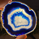 Blue Agate Coasters w/ silicone bumpers, 3.5" to 4.5" each, 4-piece set Model #5204BLUE by Brazil Gems - Brazil GemsBrazil GemsBlue Agate Coasters w/ silicone bumpers, 3.5" to 4.5" each, 4-piece set Model #5204BLUE by Brazil GemsCoaster Sets5204BLUE
