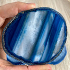 Blue Agate Coasters w/ silicone bumpers, 3.5" to 4.5" each, 4-piece set Model #5204BLUE by Brazil Gems - Brazil GemsBrazil GemsBlue Agate Coasters w/ silicone bumpers, 3.5" to 4.5" each, 4-piece set Model #5204BLUE by Brazil GemsCoaster Sets5204BLUE