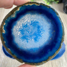 Blue Agate Coasters w/ silicone bumpers, 3.5" to 4.5" each, 4-piece set Model #5204BLUE by Brazil Gems - Brazil GemsBrazil GemsBlue Agate Coasters w/ silicone bumpers, 3.5" to 4.5" each, 4-piece set Model #5204BLUE by Brazil GemsCoaster Sets5204BLUE